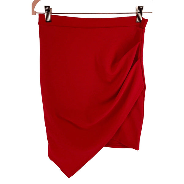 A'Gaci Women's Size Medium Red Asymmetrical Pleated Midi Skirt