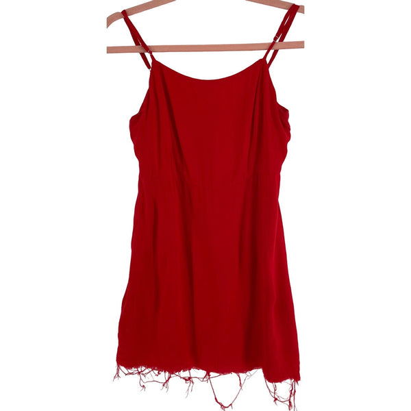 Love Sadie Women's Size Small Red Spaghetti Strap Fringe Hem Mini Dress