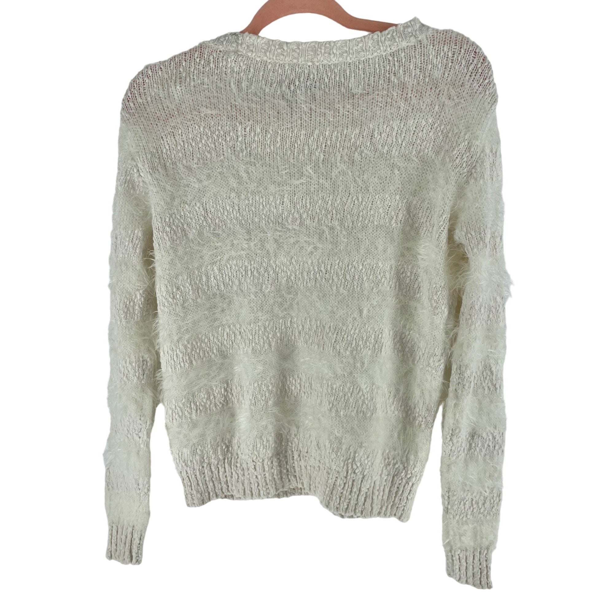 Forever 21 Women's Size Small Fuzzy White Crew Neck Sweater