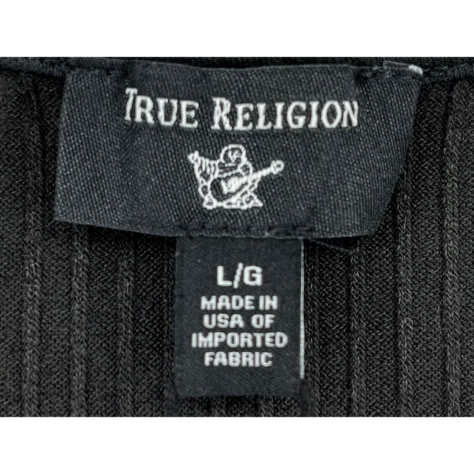 NWT True Religion Women's Size Large Black Ribbed Corset Top