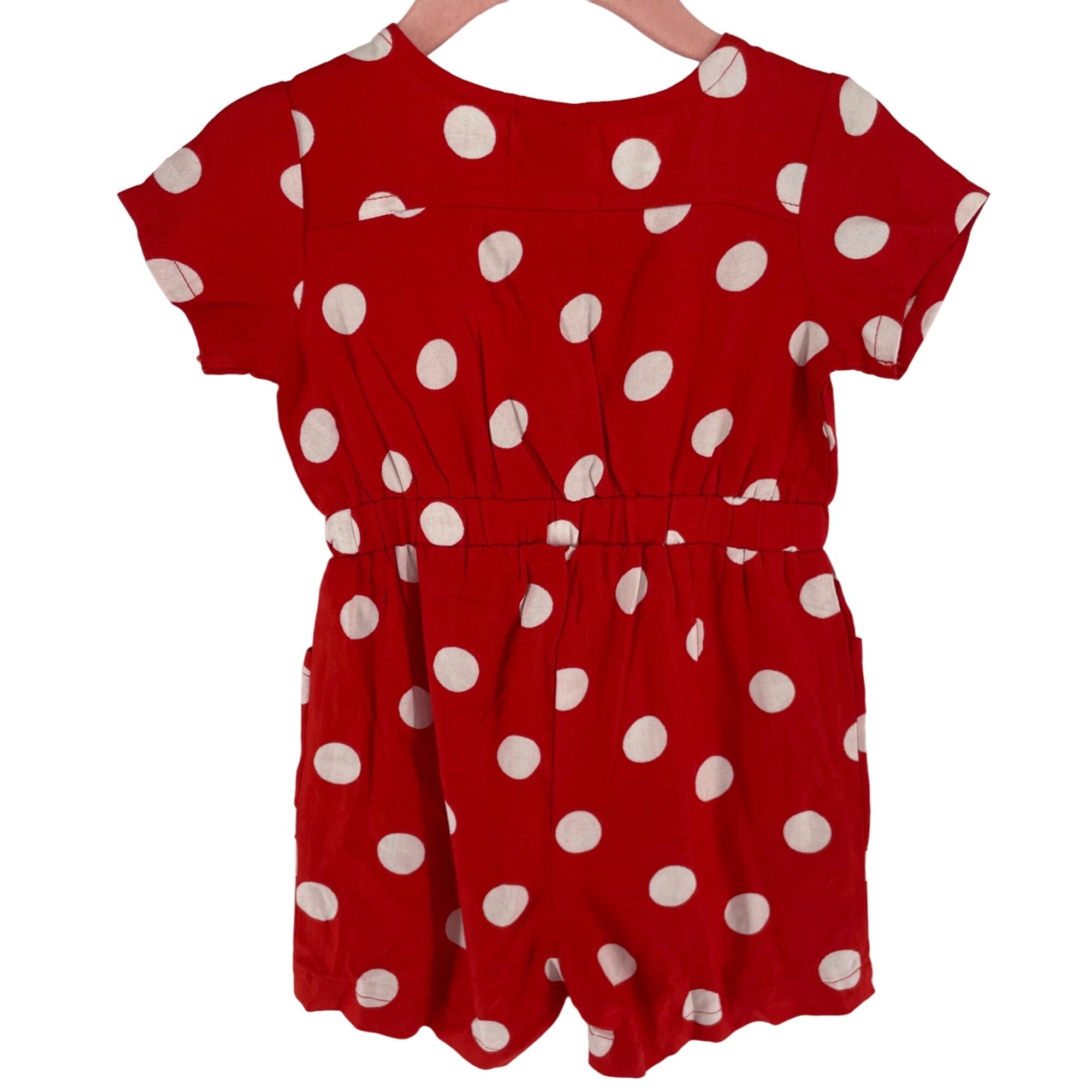 Baby Hop Girl's Baby Size 9-12 Months Orange-Red & White Polka Dot Romper