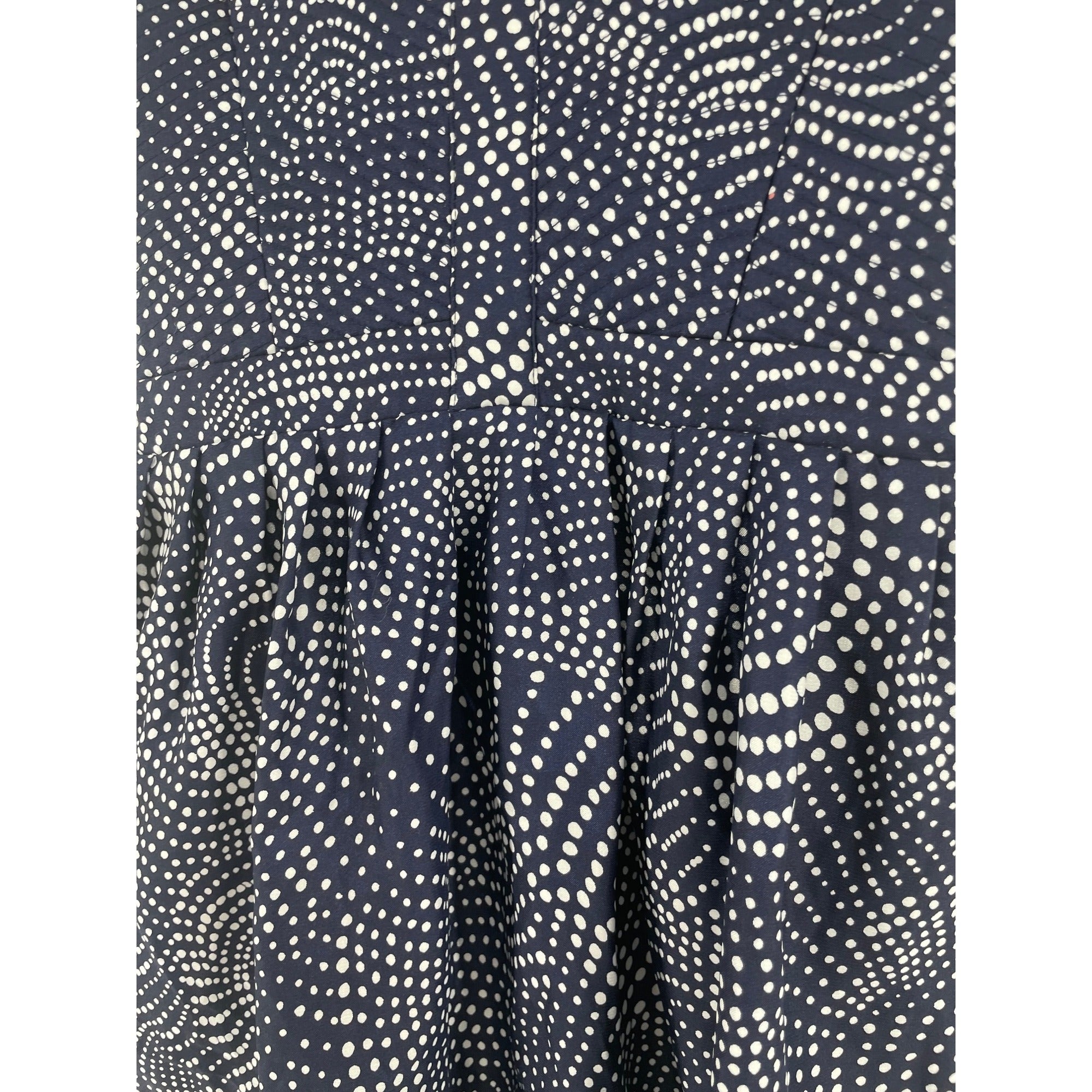 Devlin Women's Size XS Navy & White Polka Dot Strapless Satin Dress