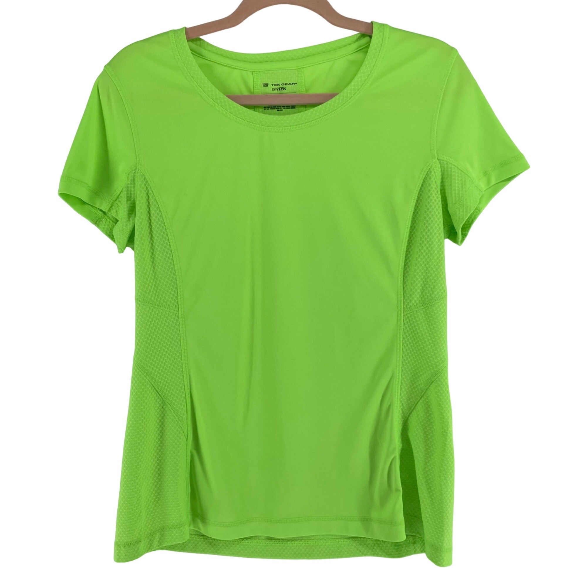 Tek Gear DryTEK Women's Size Large Neon Green/Chartreuse Crew Neck Workout T-Shirt