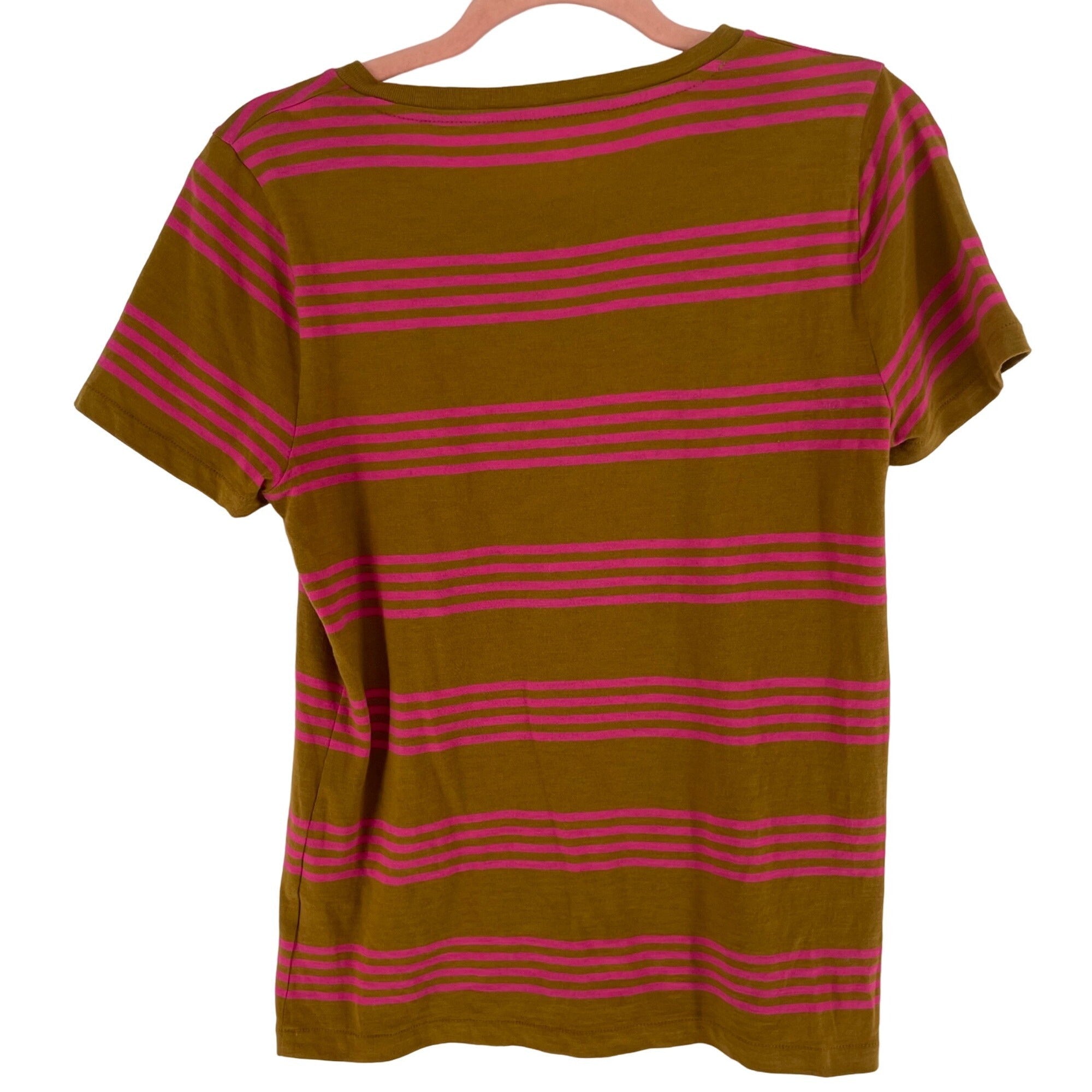 J. Crew Women's Size Small Burnt Orange & Pink Striped Crew Neck T-Shirt