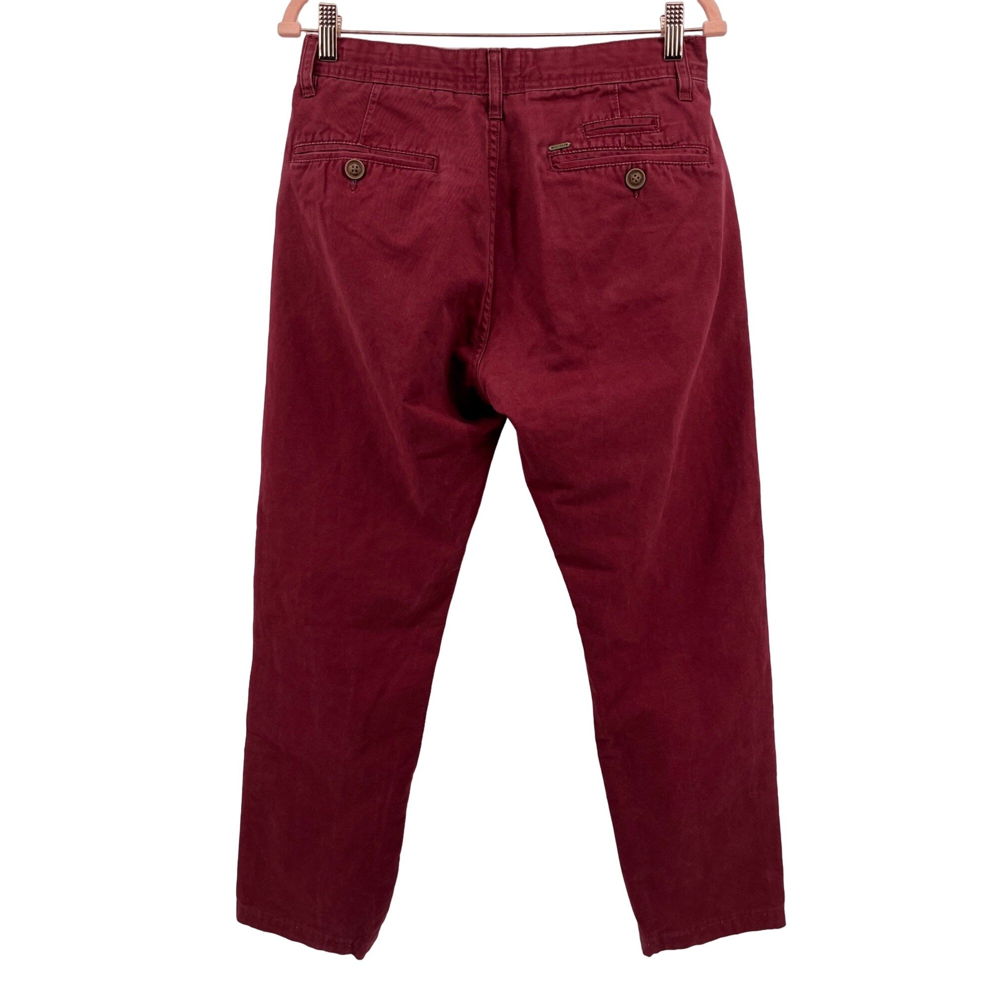 Quality Garments By EW Men's Size 42 Regular Fit Burgundy/Maroon Denim Pants