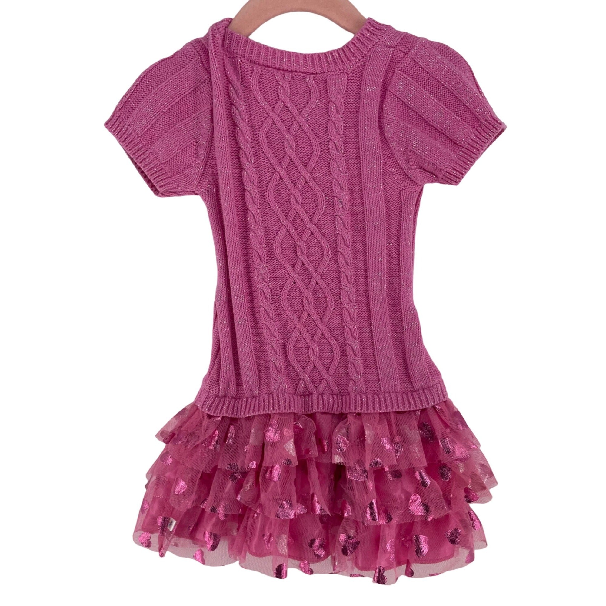 Truly Scrumptious by Heidi Klum Girl's Size 3 Toddler Pink Tulle Heart Sweater Dress