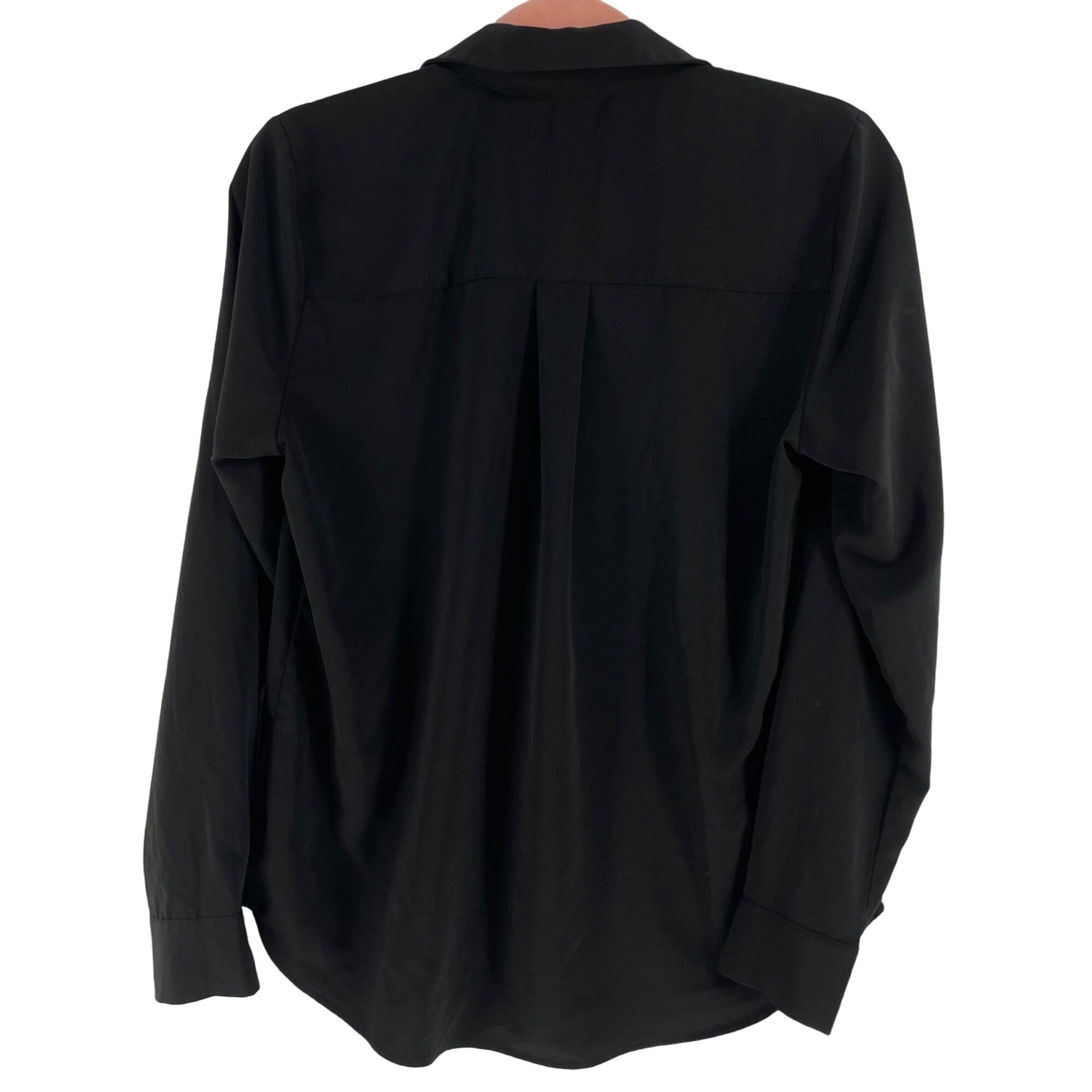 H&M Women's Size 2 Black Button-Down Long-Sleeved Blouse