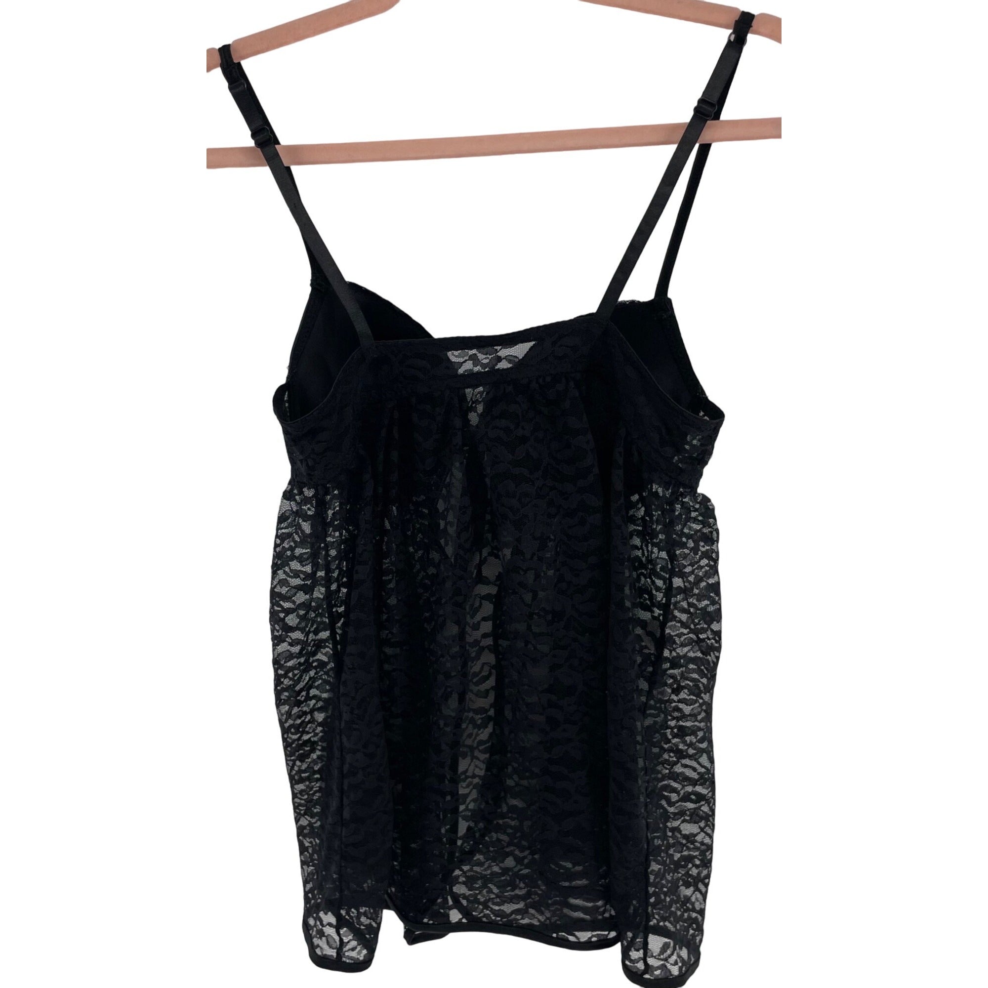 Women's Size Medium Black Lace & Satin Chemise