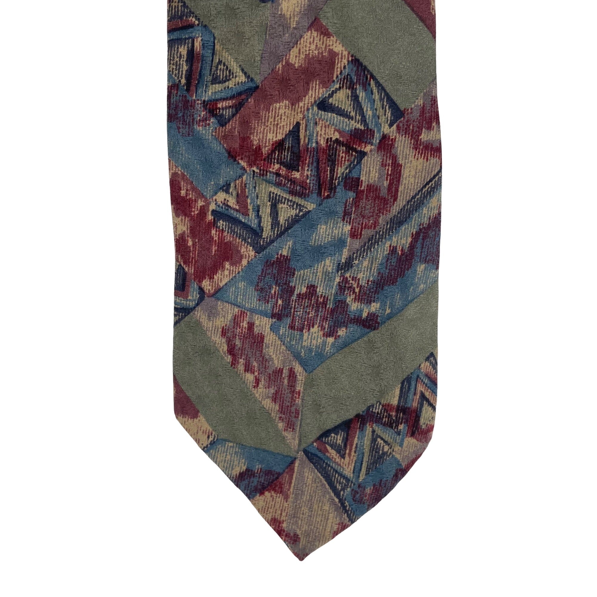 Beau Brummel Men's Italian 100% Silk Olive Green, Maroon, Blue & Tan Dress Tie