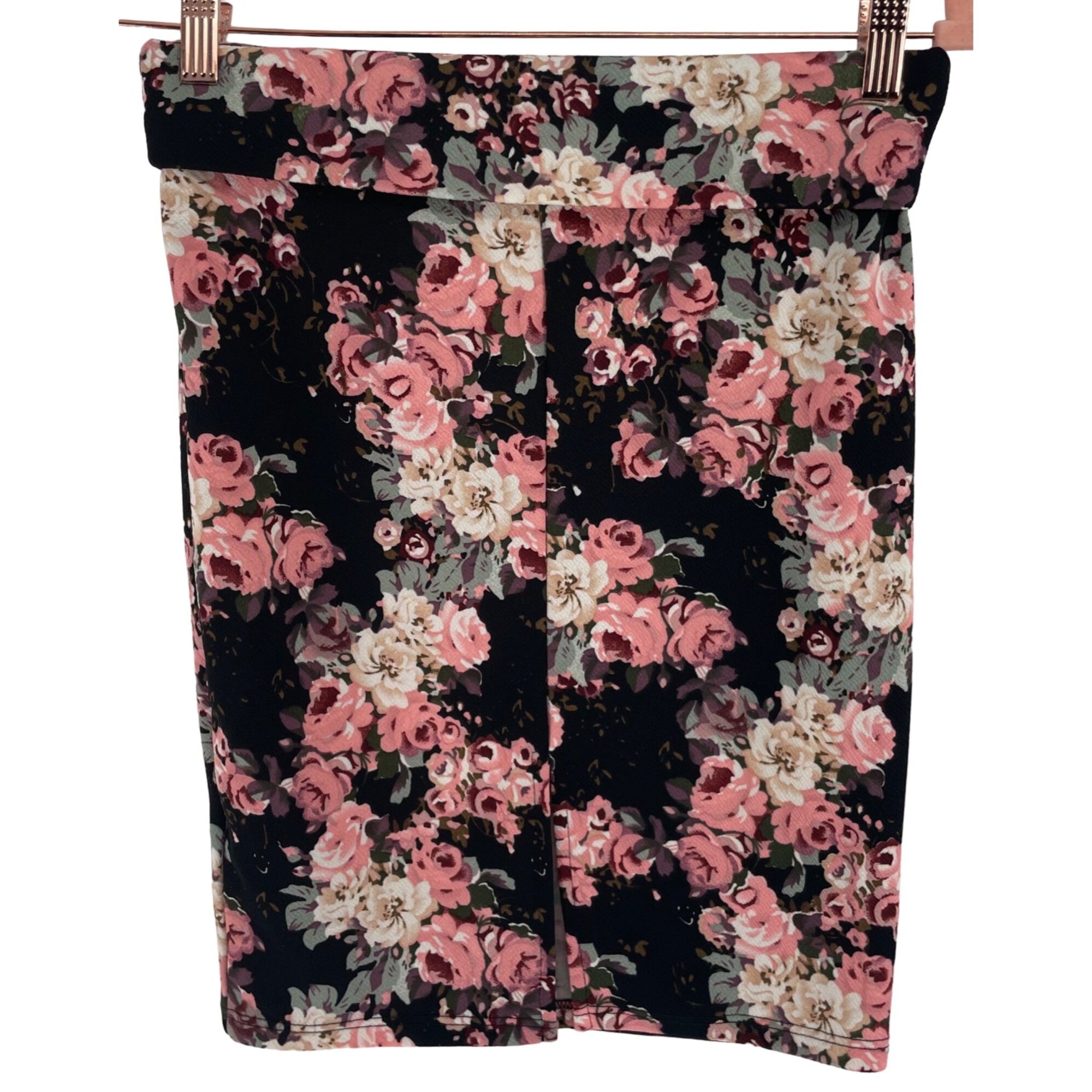 NWT Charming + Main Women's Size Small Black/Pink Stretchy Pencil Skirt