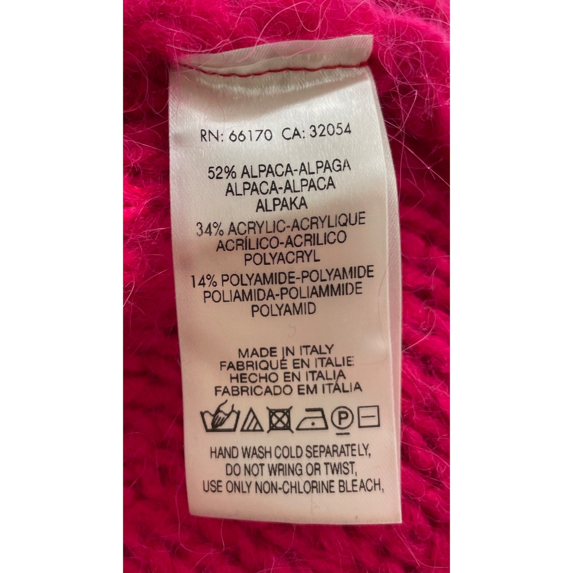 Sleeping On Snow Women's Small Fuchsia Alpaca Blend Crew Neck Sweater