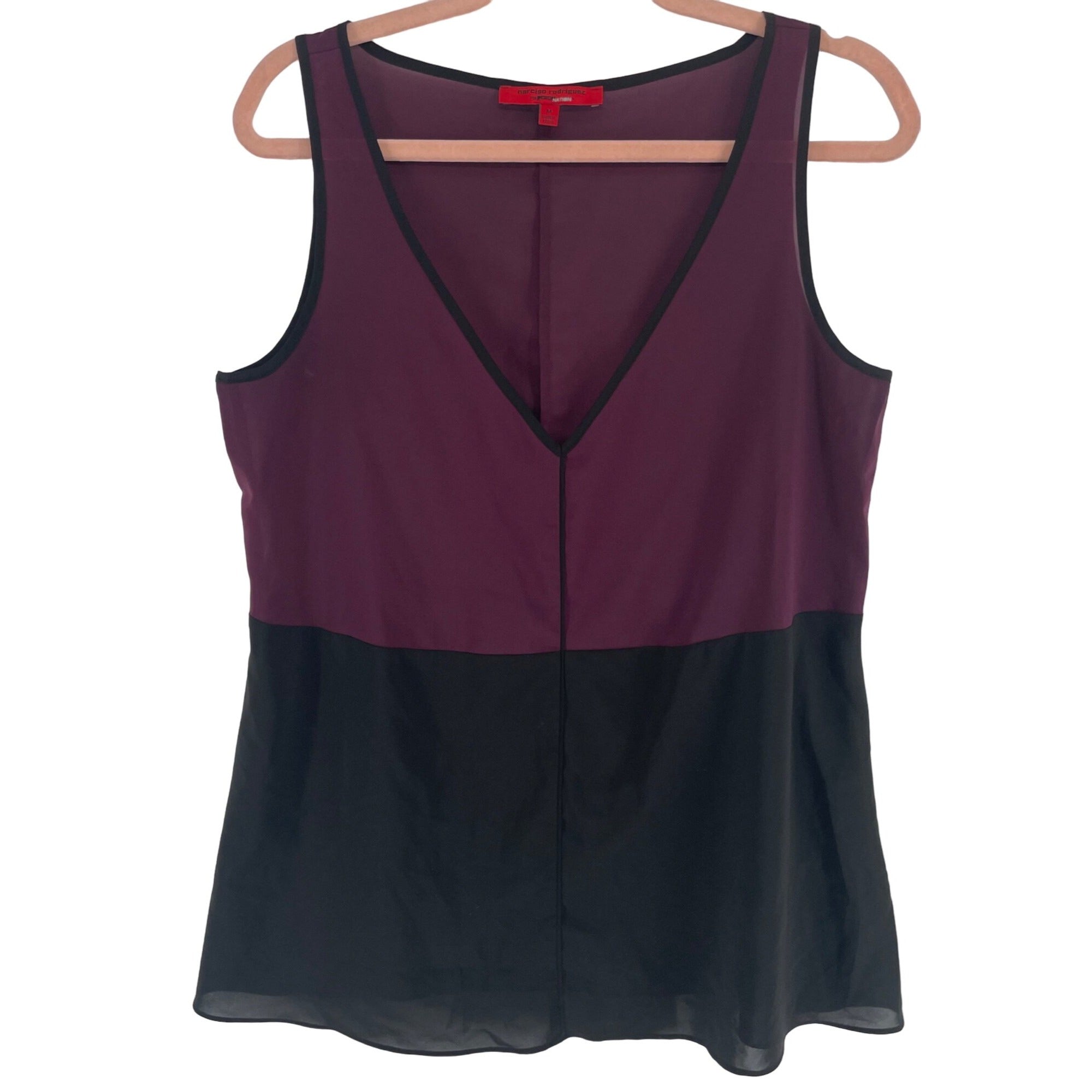 Narciso Rodriguez Women's Size Medium Purple & Black Sleeveless Blouse