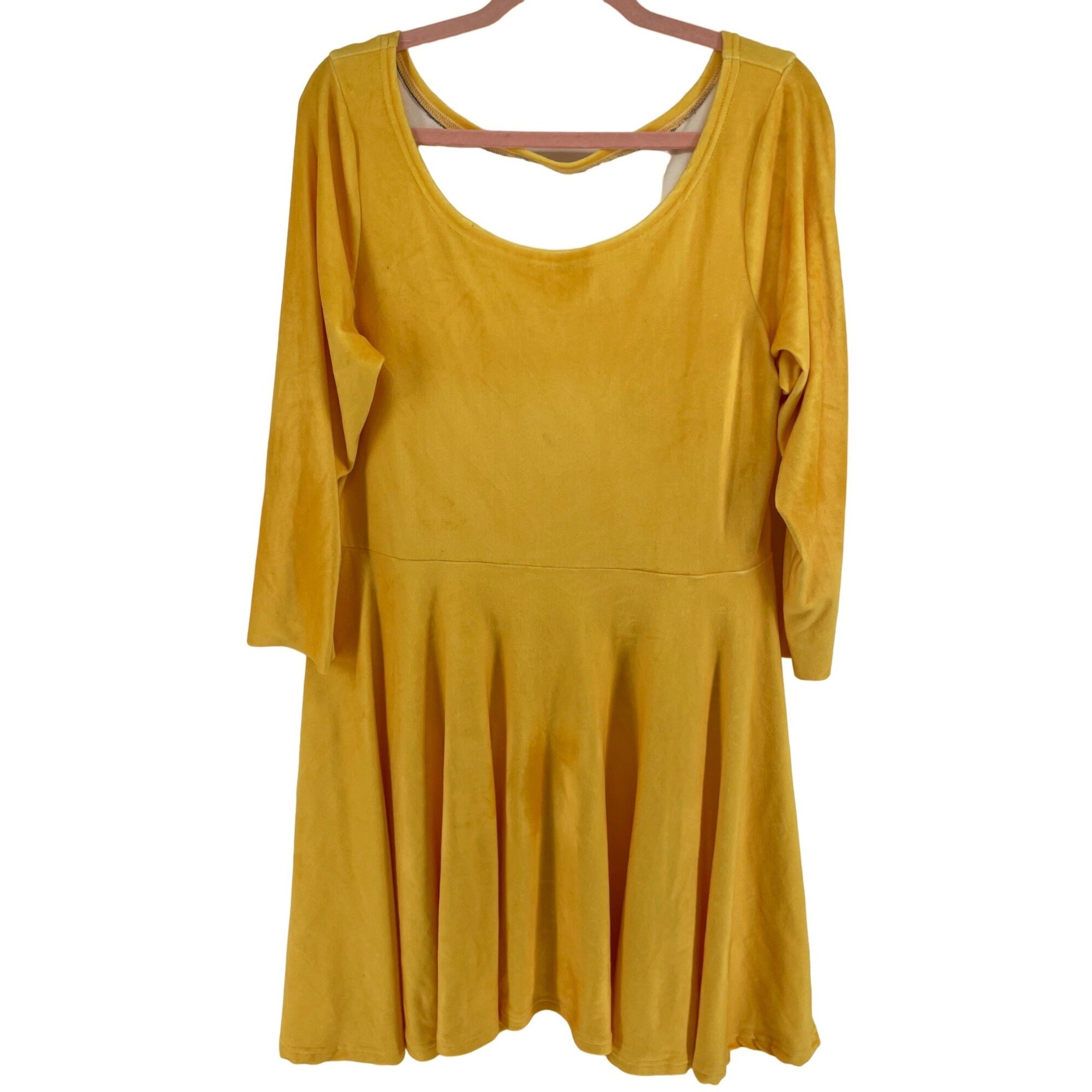 Women's Size XL Yellow Ultra-Plush A-Line Stretchy Dress