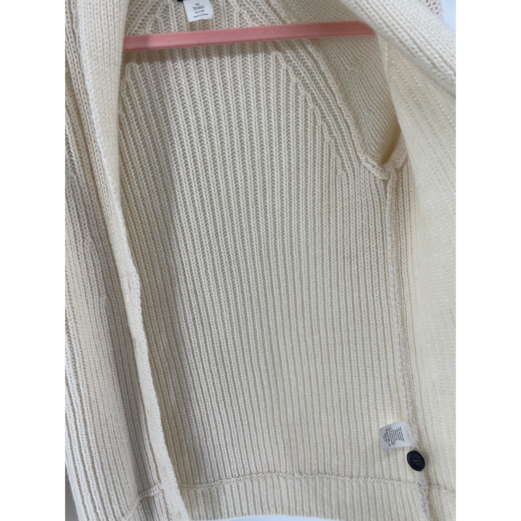 J. Crew Women's Size XS V-Neck Button-Down Wool Blend Cream Knit Sweater