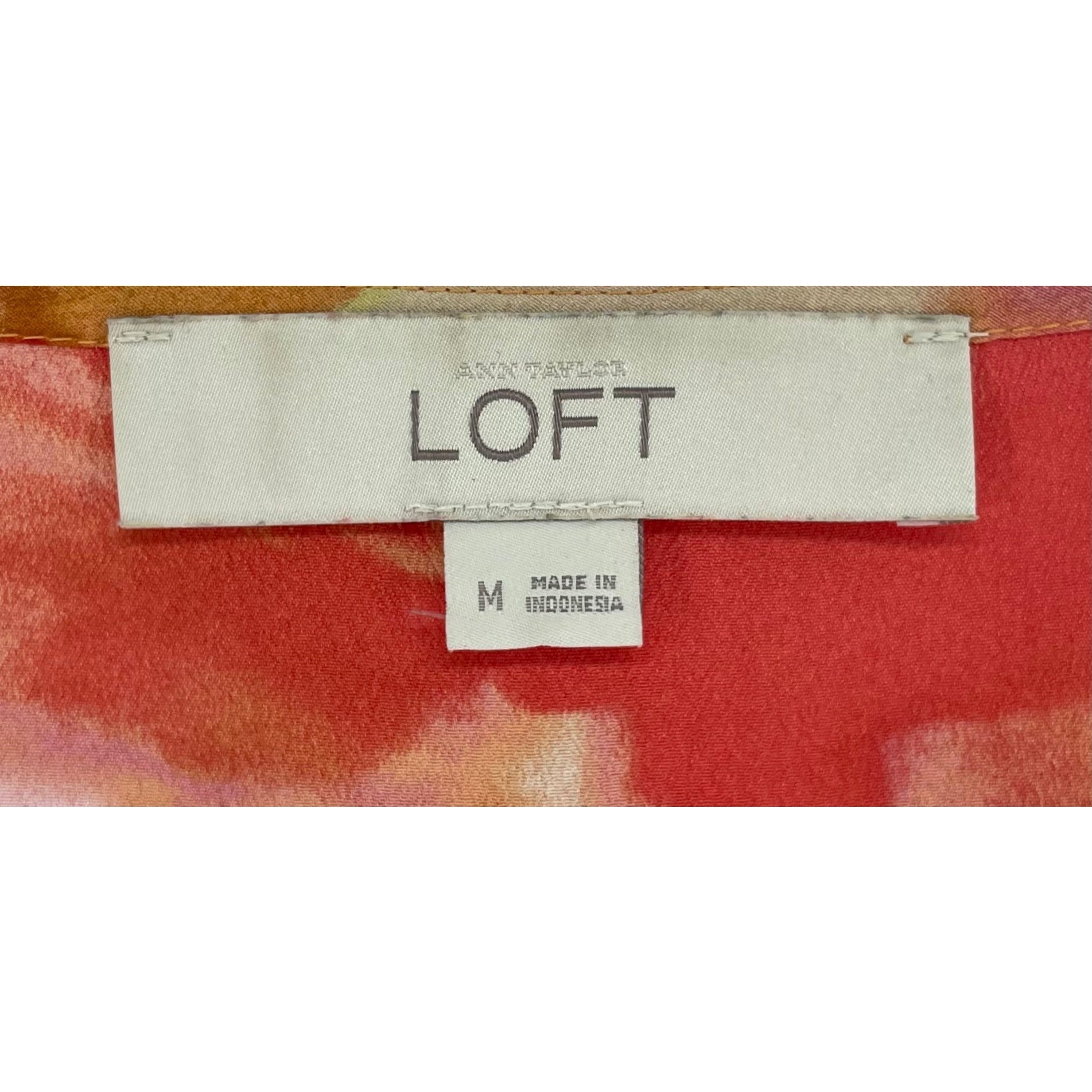 LOFT Women's Size Medium Sleeveless Red/Pink/Orange/Yellow Floral Ruffle Blouse