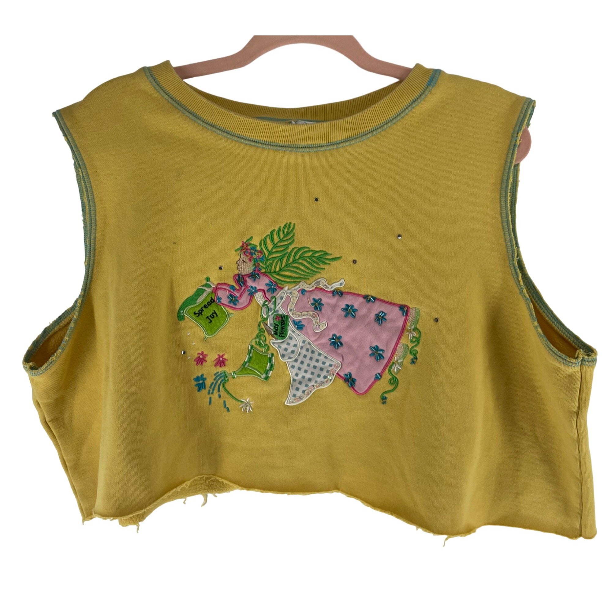 The Quacker Factory Women's Size XL Yellow Fairy Joy Sleeveless Crop Top