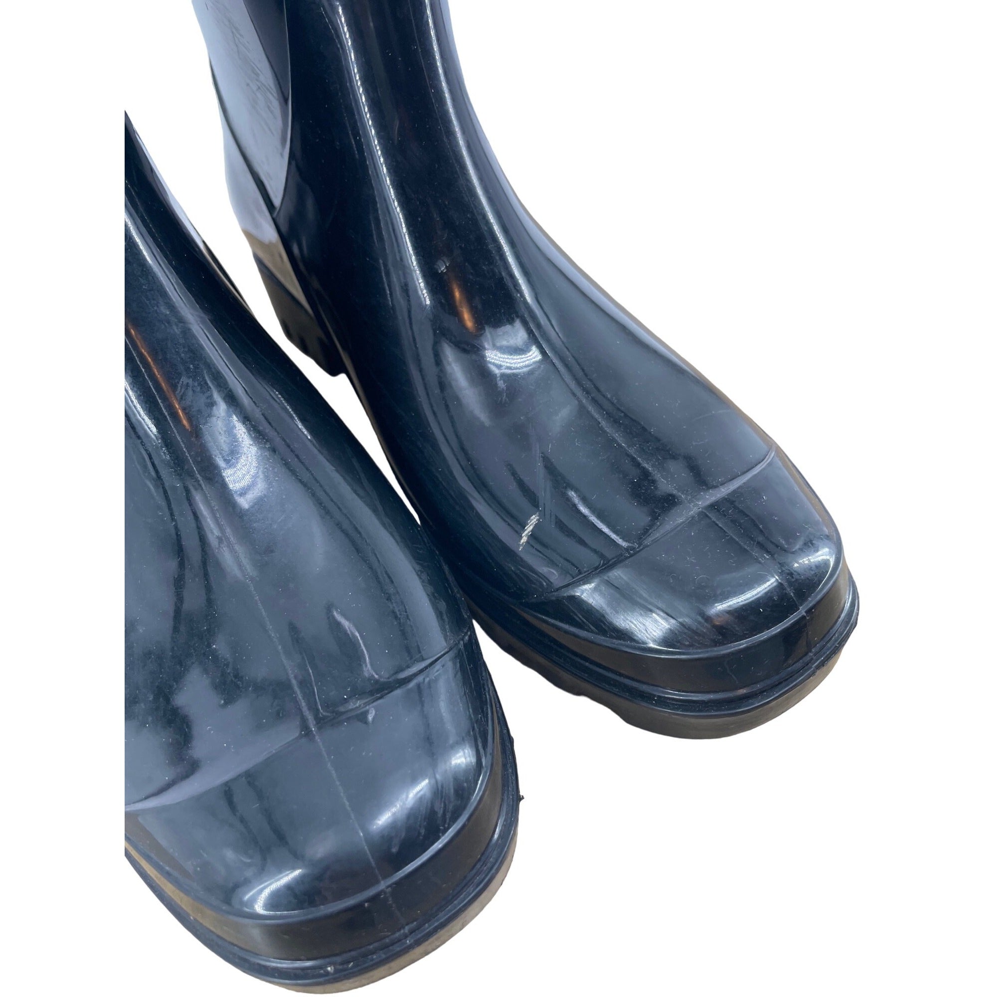 Billito Women's Size 7 Black Mid-Calf Rubber Waterproof Rain Boots