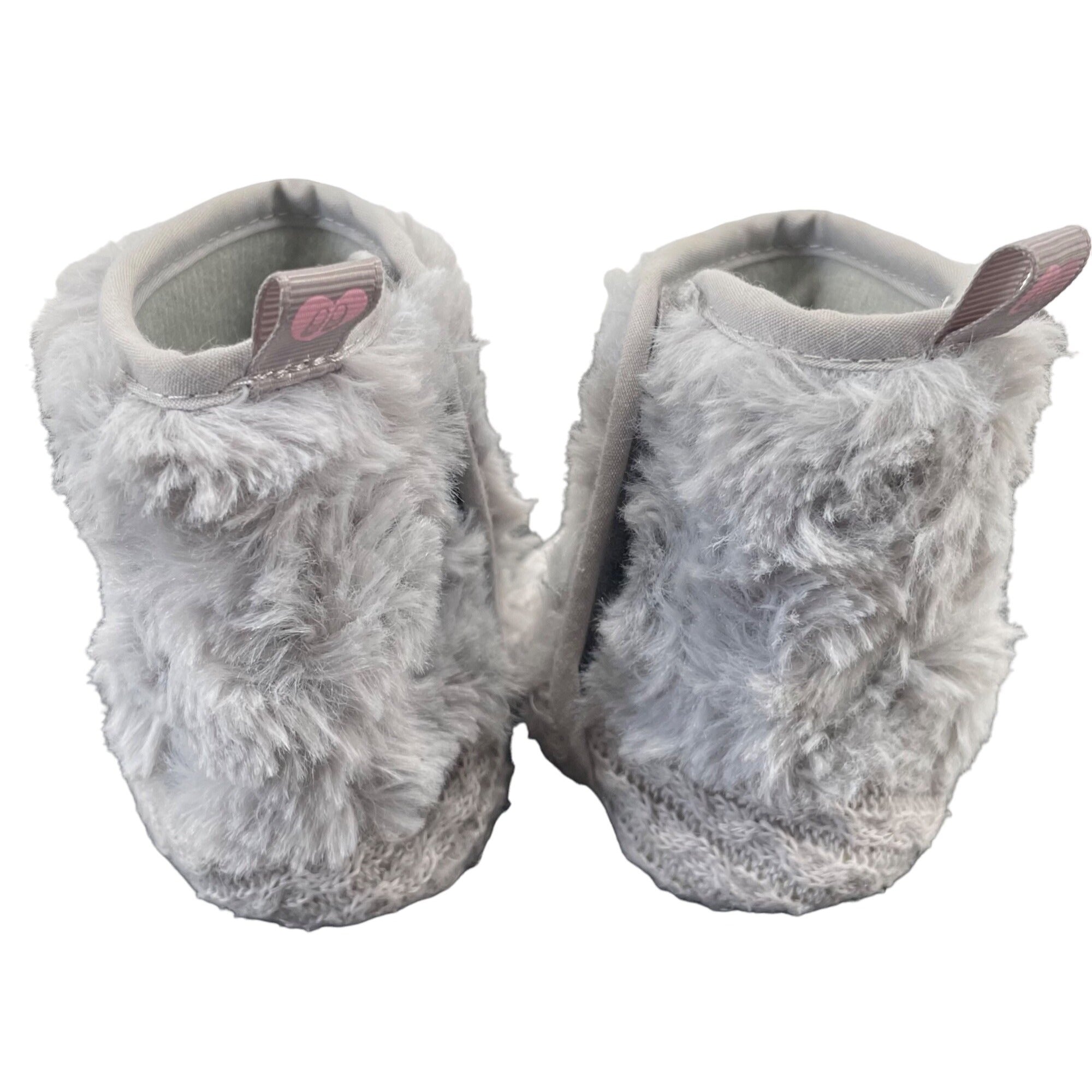 Stepping Stones Baby Girl's Size 3-6 Months Grey Faux Fur Trim Sweater Booties