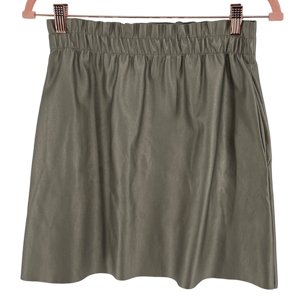 Zara Women's Small Gold Metallic Mini Skirt W/ Elastic Waist