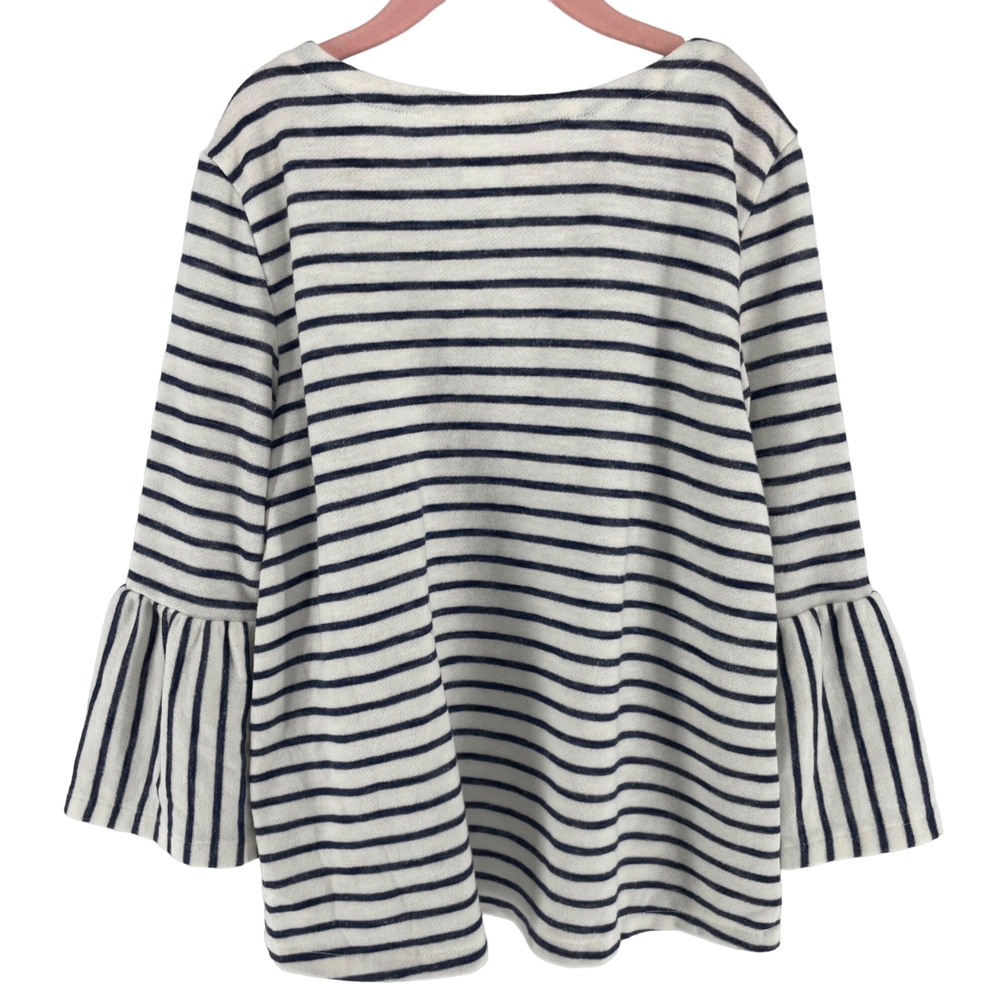 Old Navy Girl's Size Large (Age 10-12) Navy/White Flared Sleeve Striped Top