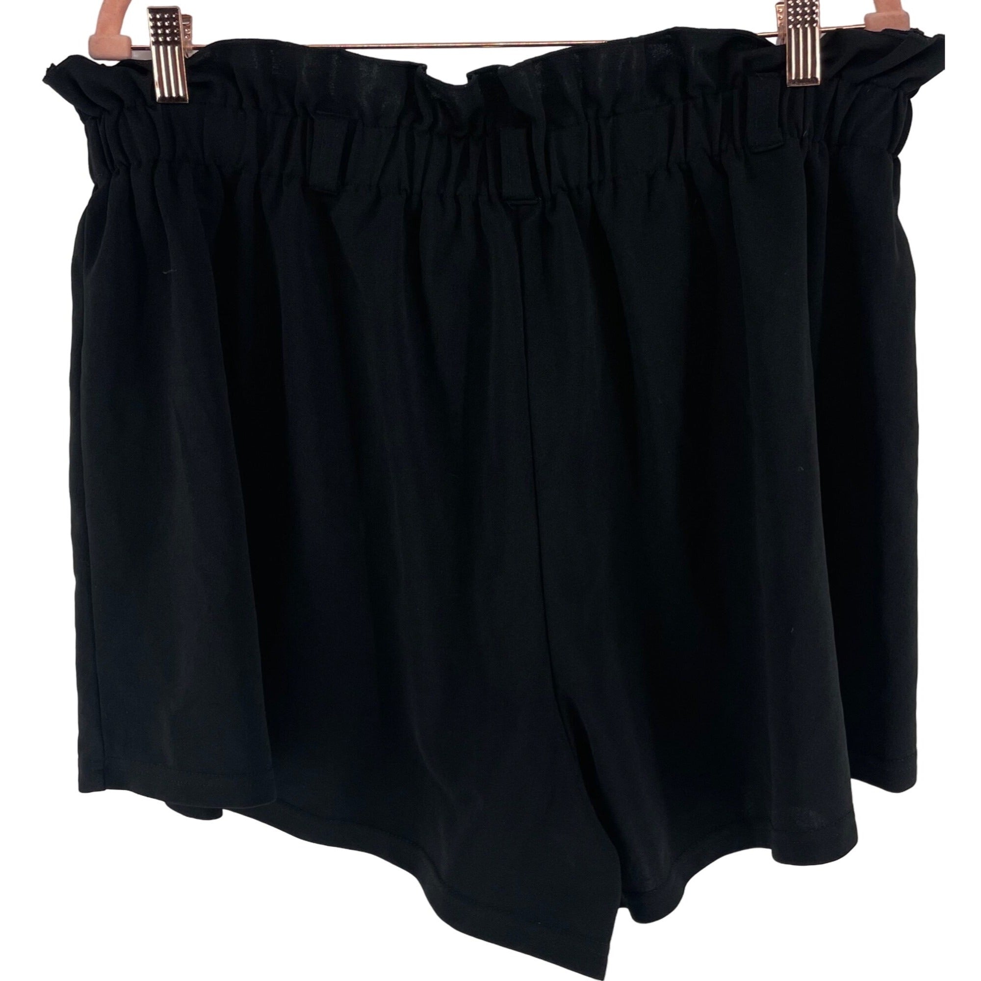 Shein Curve Women's Size 2XL Black Ruffle Elastic High-Waisted Shorts