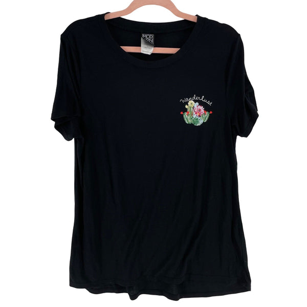 Modern Lux Women's Size XXL Black Graphic Crew Neck "Wanderlust" Cactus T-Shirt