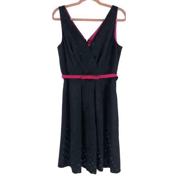 Tahari Arthur S. Levine Women's Size 12 Black/Fuchsia Sleeveless Polka Dot Dress