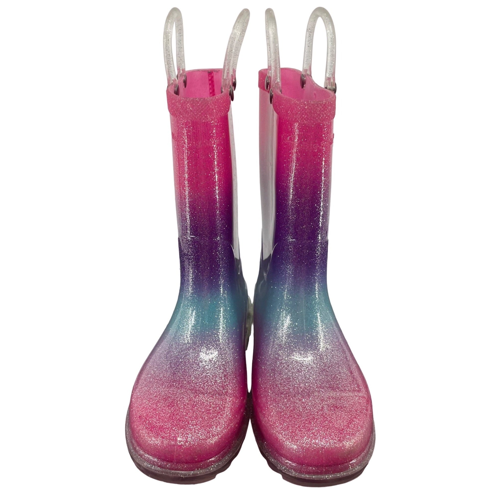 Western Chief Girl's Size 11 Pink, Aqua & Purple Sparkly Jelly Rainboots