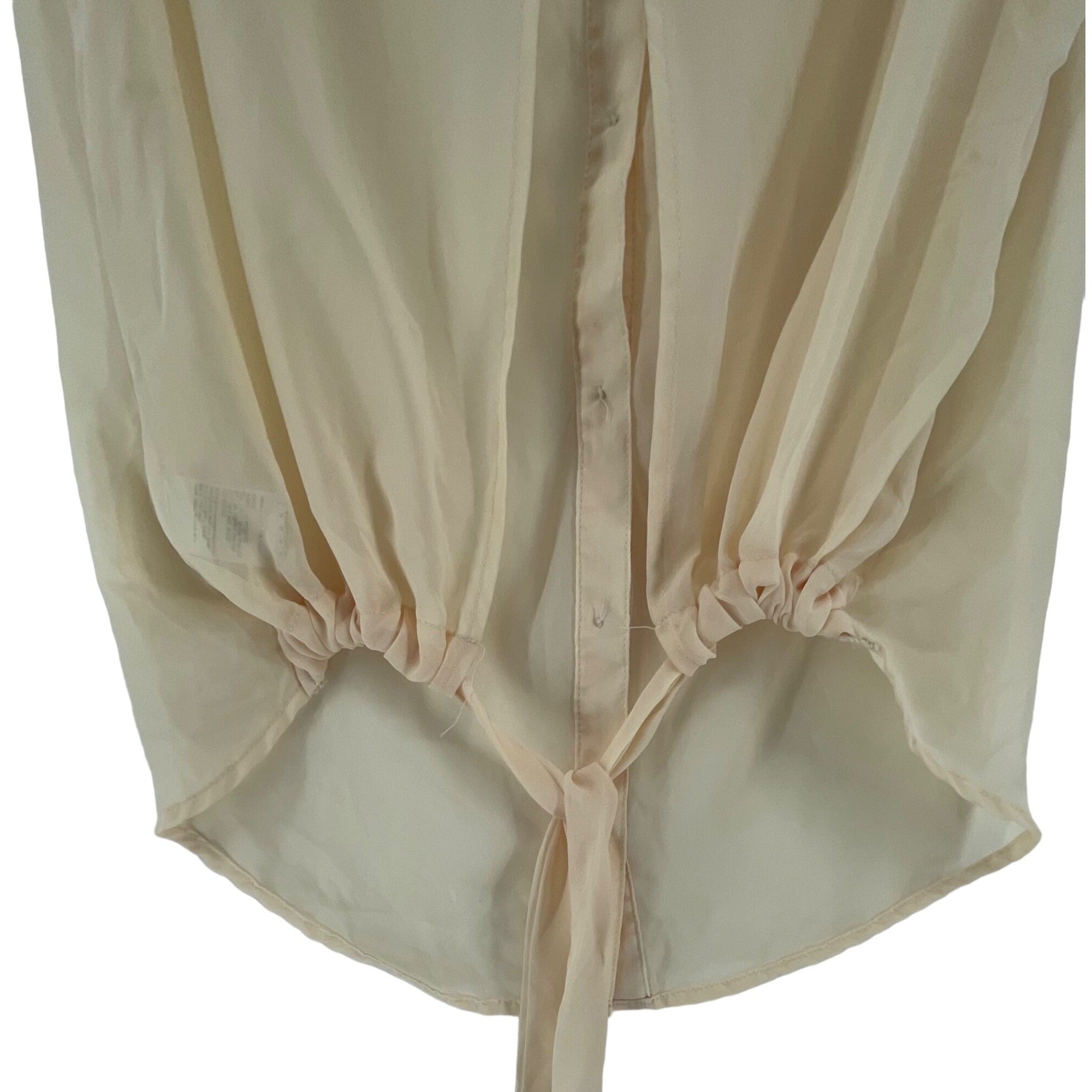 Papaya Women's Size Medium Cream & Black Sheer Sleeveless Tank Blouse W/ Sash