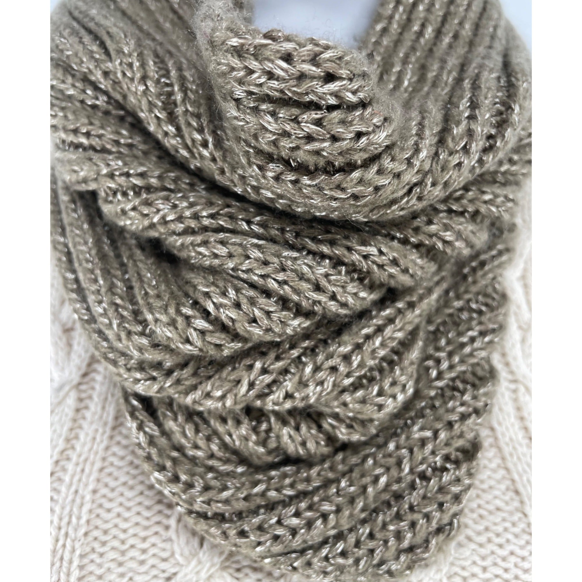 Monsoon Women's Gold Shimmery Knit Infinity Loop Snood Scarf