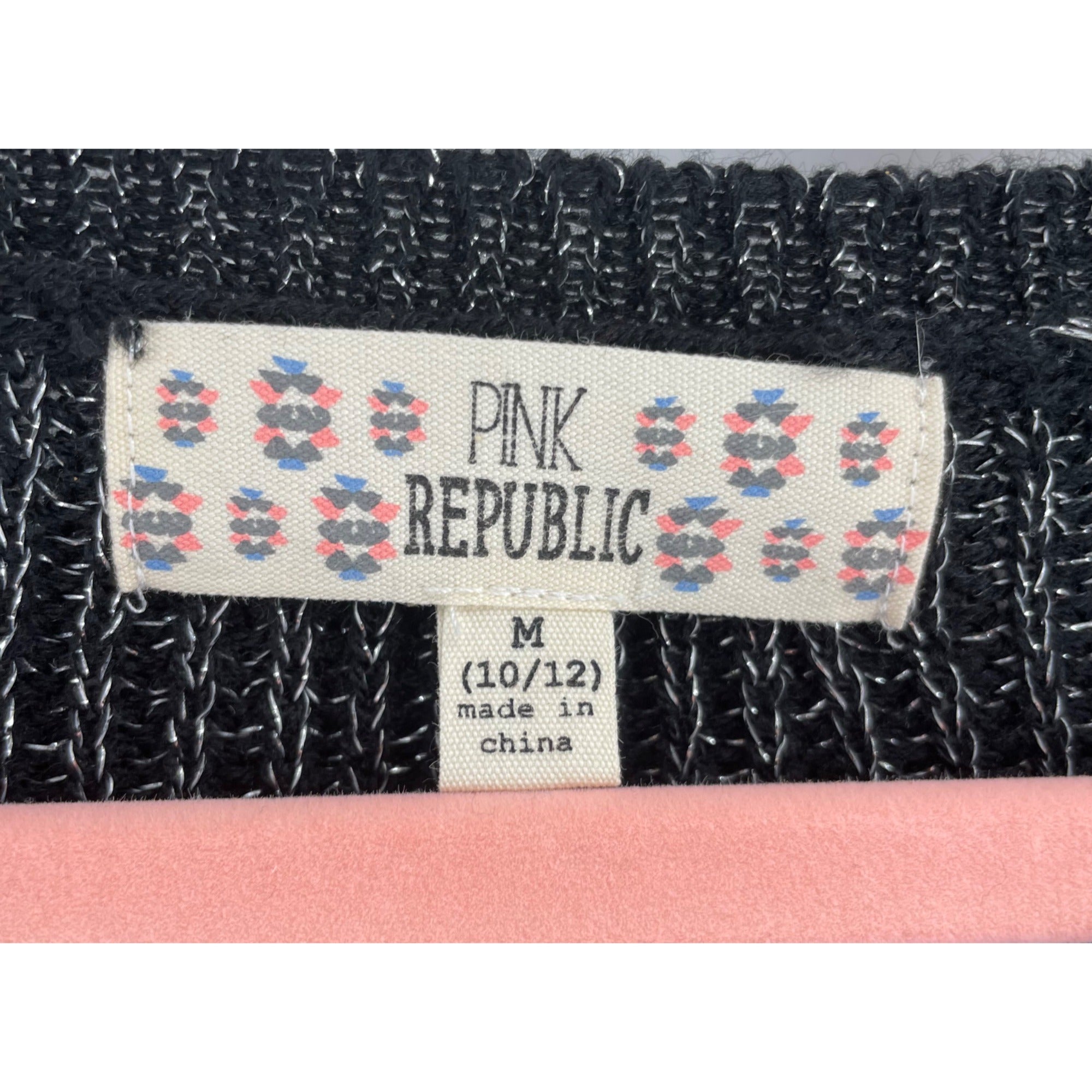 Pink Republic Girl’s 10/12 Black & Silver Crew Neck Sweater W/ Hem Ruffle