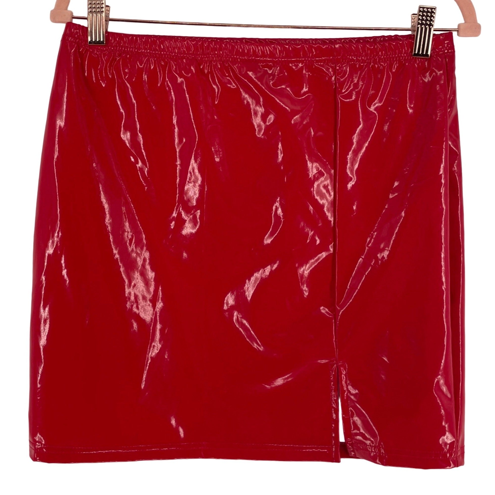 Shein Women's Size Large Red Patent Vinyl Mini Skirt