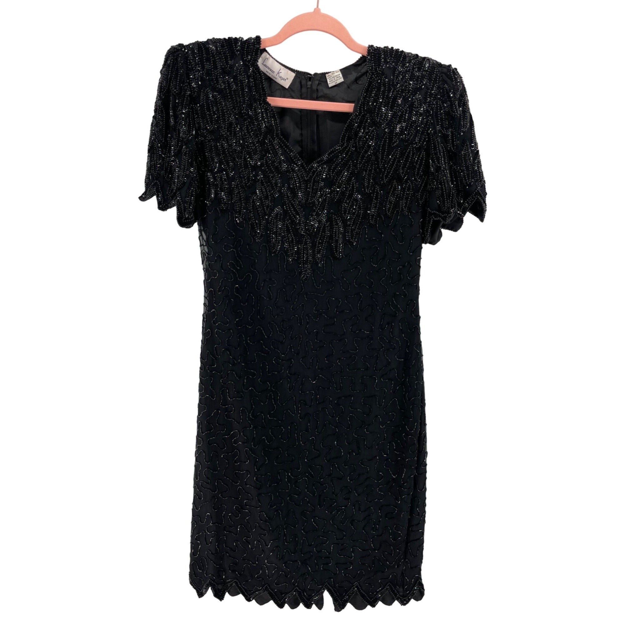 Lawrence Kazar Women’s Medium Black Sequin & Beaded Formal Dress