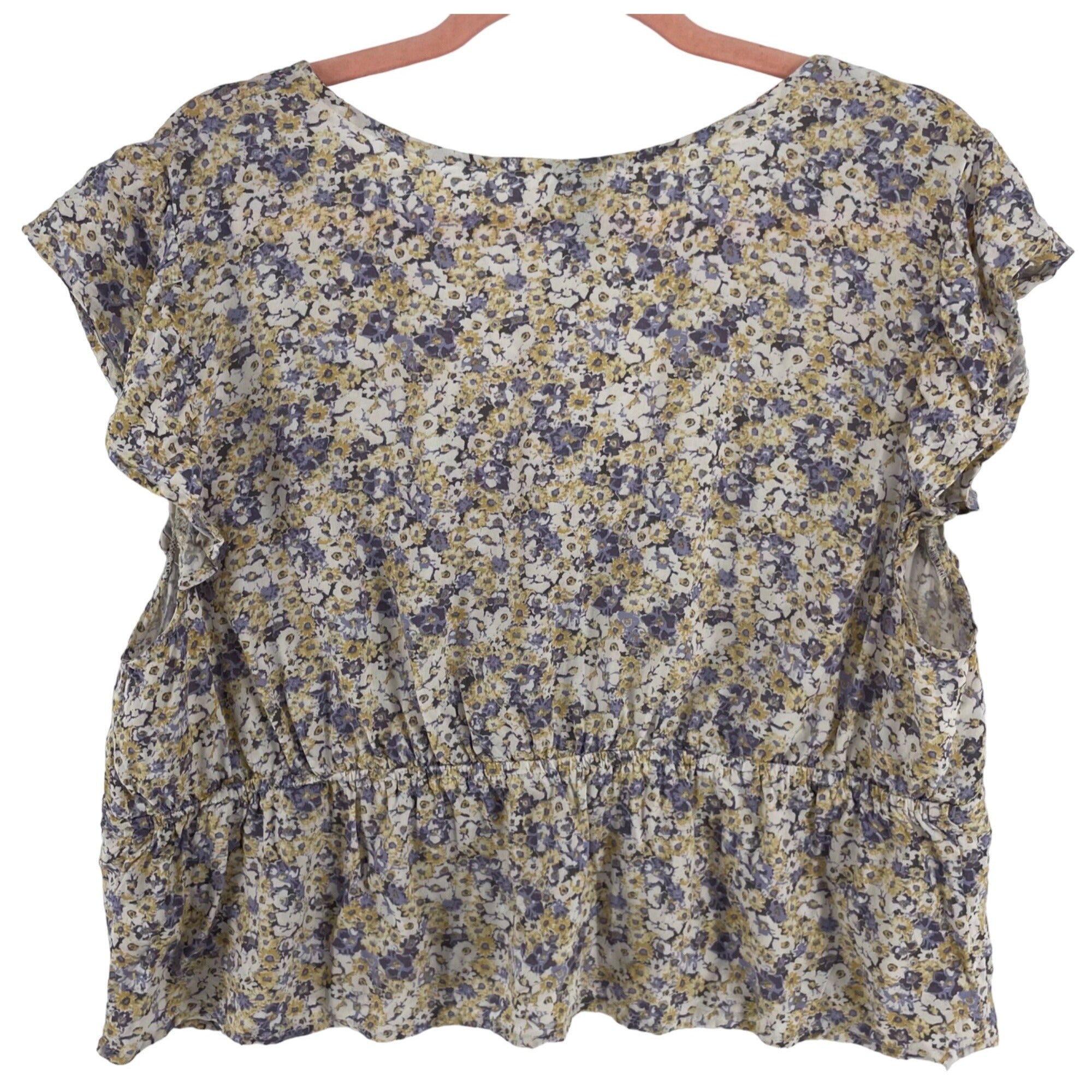 Wild Fable Women's Size XXL Purple/Yellow/White Floral Short-Sleeved Top