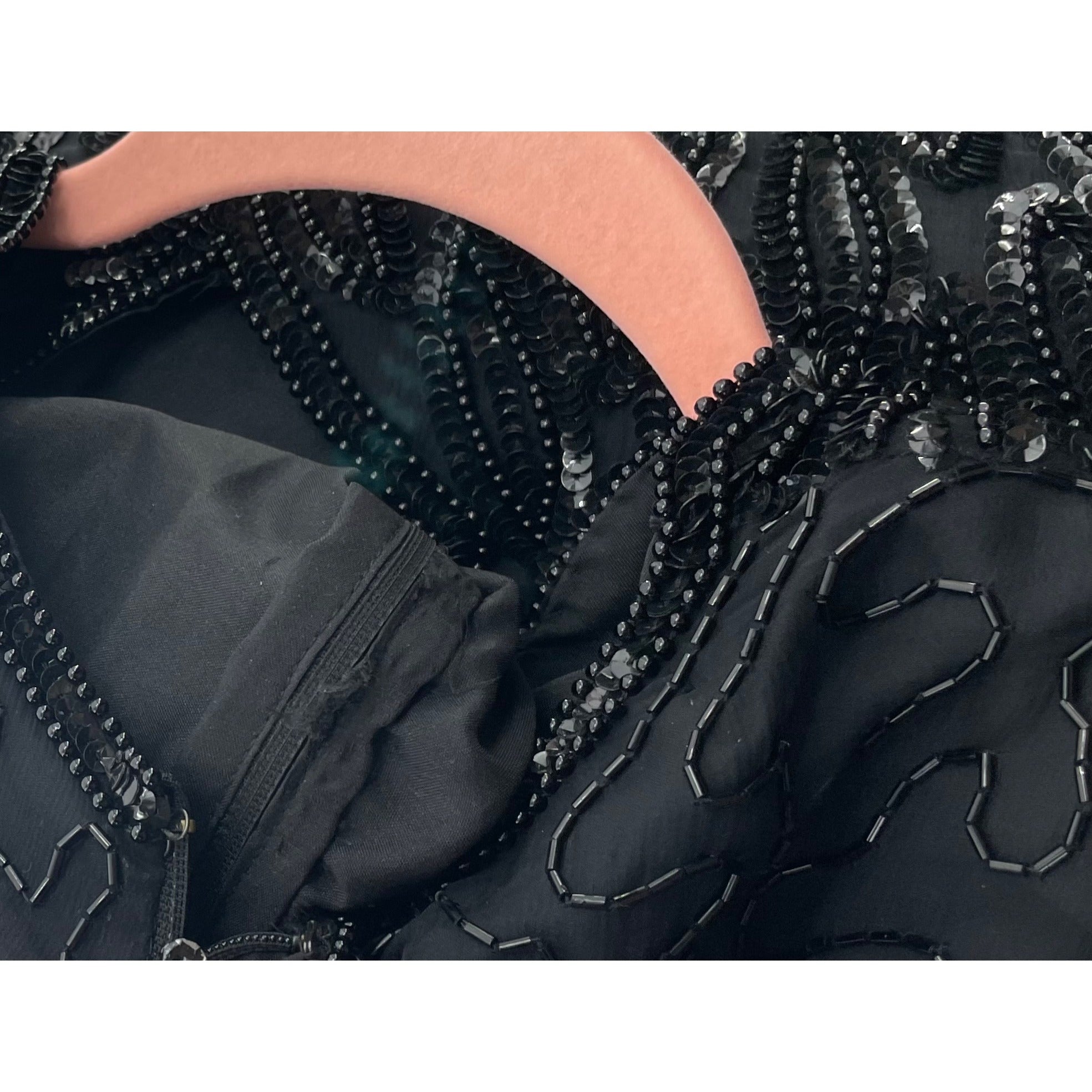 Lawrence Kazar Women’s Medium Black Sequin & Beaded Formal Dress