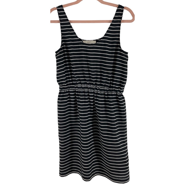 LOFT Women's Size Small Black & White Striped Sleeveless Summer Dress