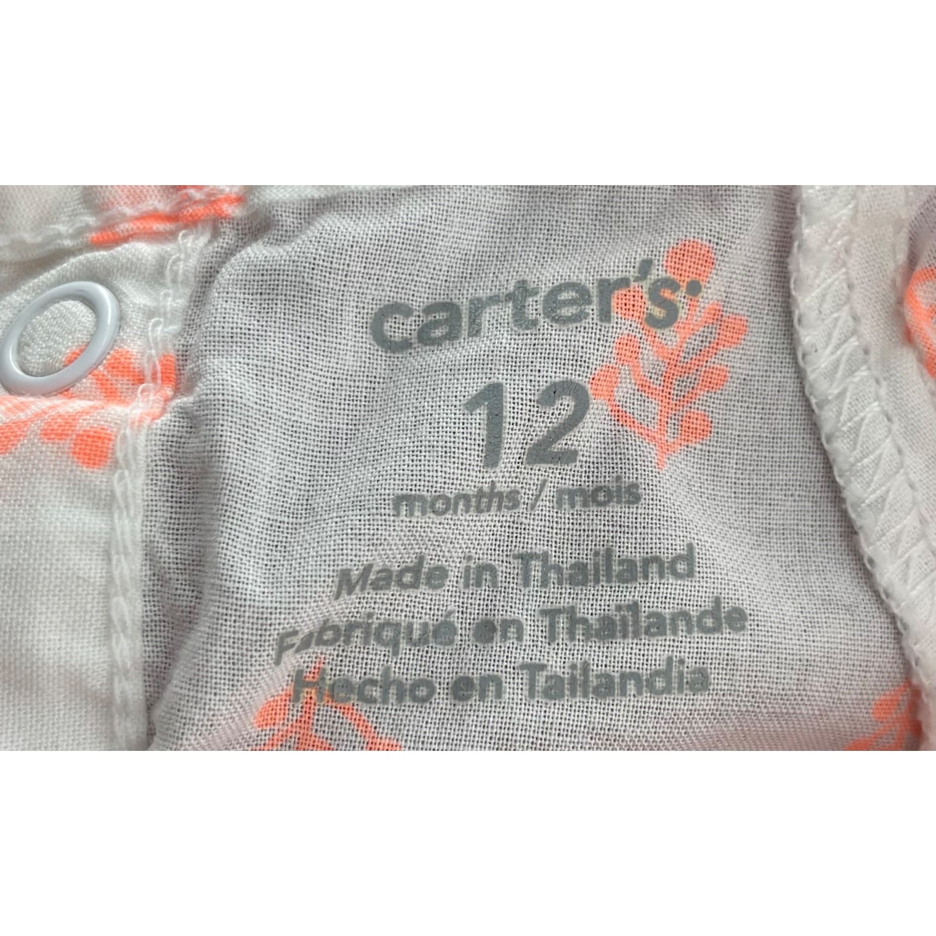 Carter's Baby Girl's Size 12 Months White & Orange Shirt