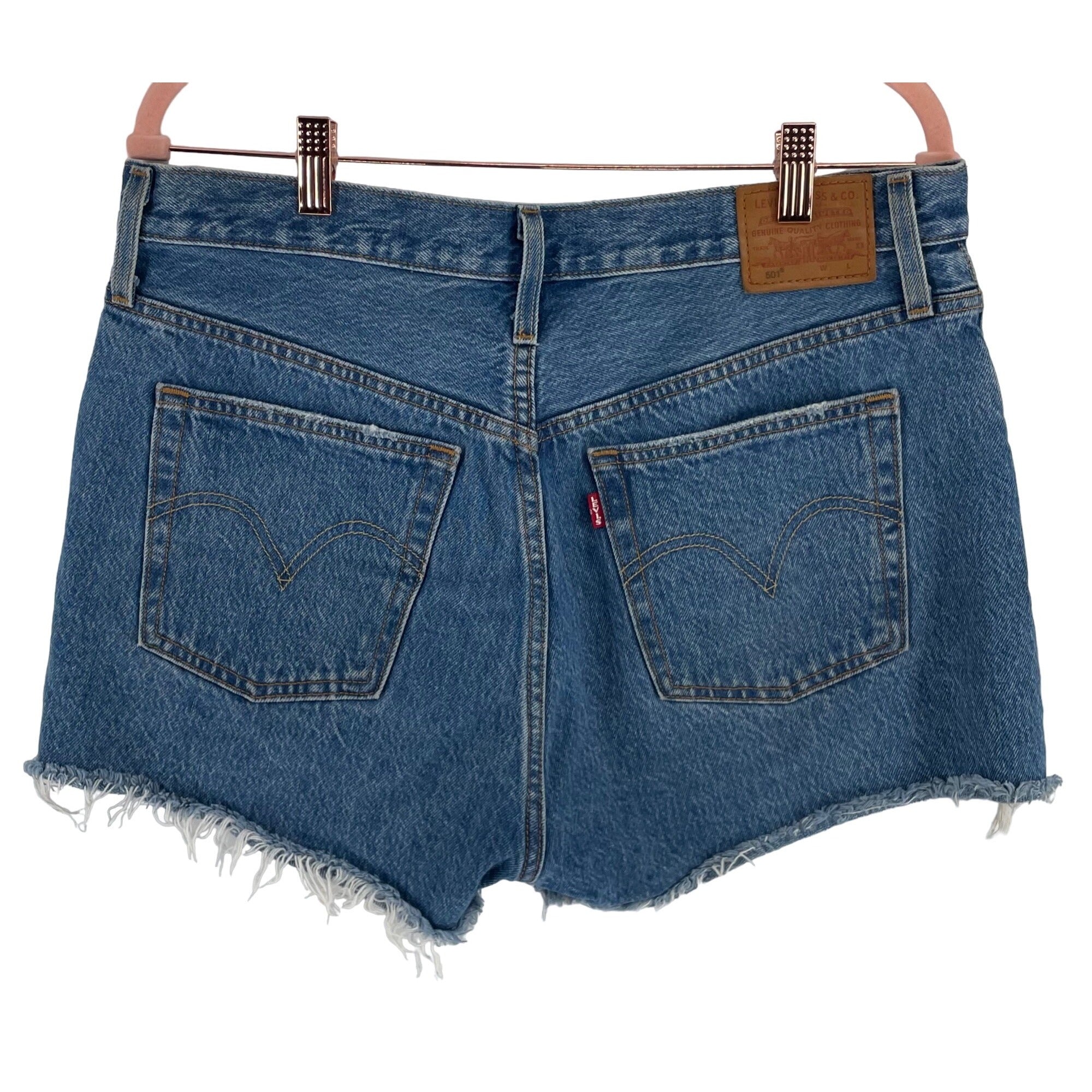 Levi's Women's Size W31 (Large) Denim Jean Shorts W/ Fringe Hem