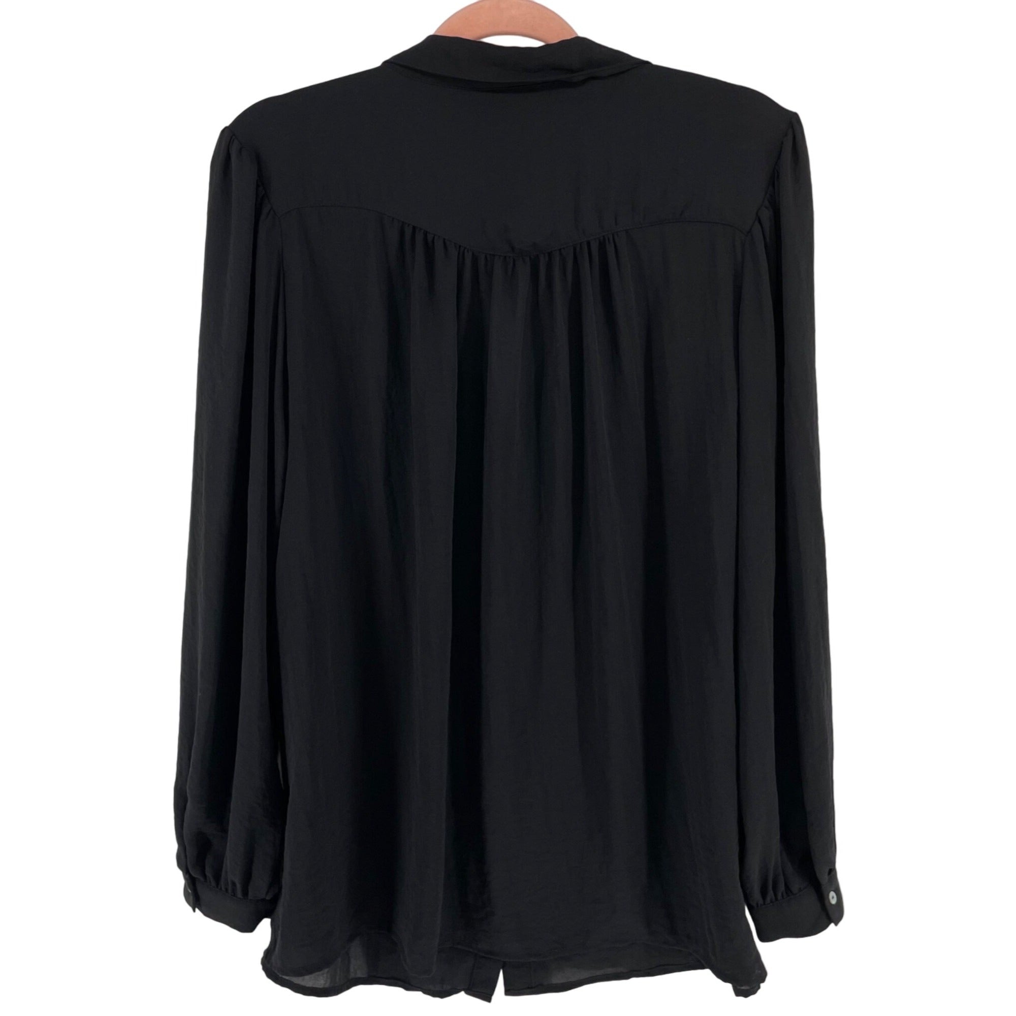 H&M Women's Size 14 Black Long-Sleeved Button-Down Blouse