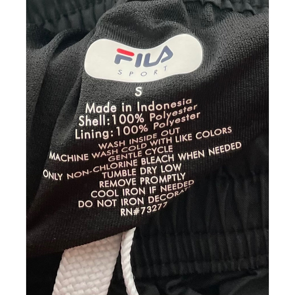 Fila Women's Size Small Black/White Striped Athletic Shorts W/ Elastic Waist Band & Drawstring