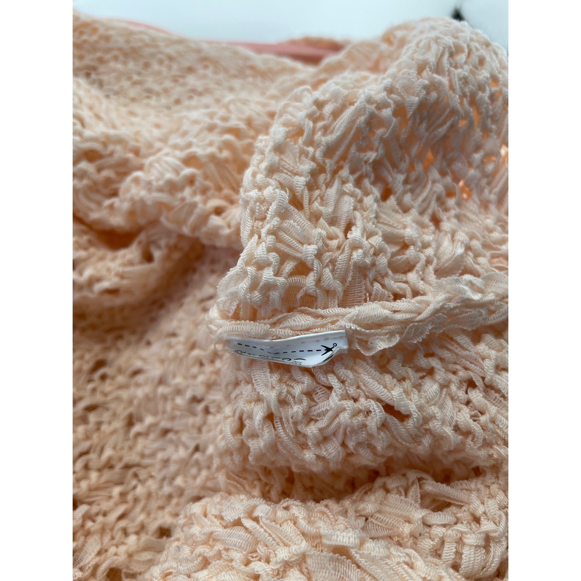 Zara Knit Women’s Large Peach Sheer Mesh Sweater