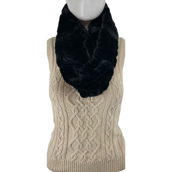 Modena Women's Black Faux Fur Infinity Snood Scarf