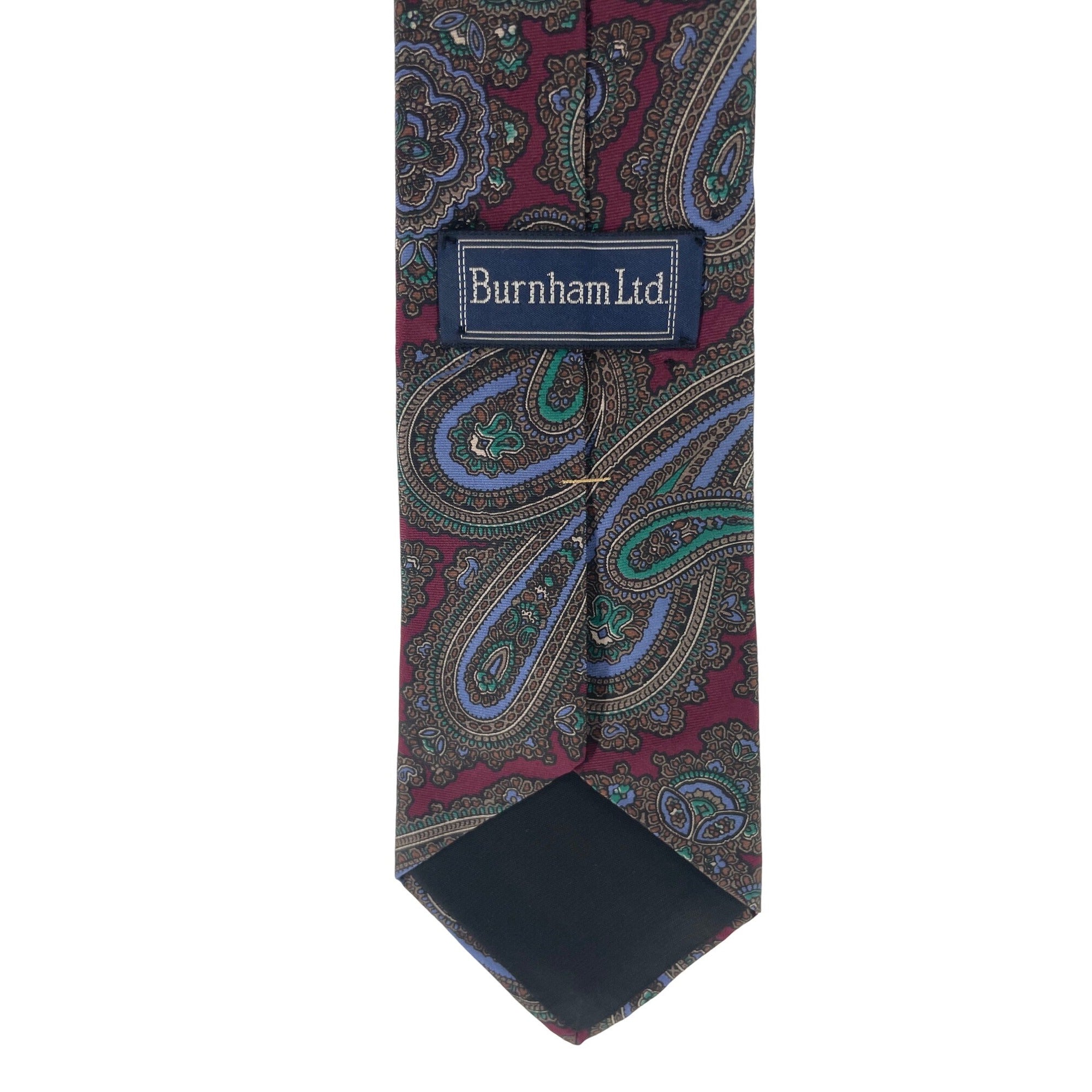 Burnham Ltd. Men's Maroon, Periwinkle & Teal Paisley 100% Silk Dress Tie