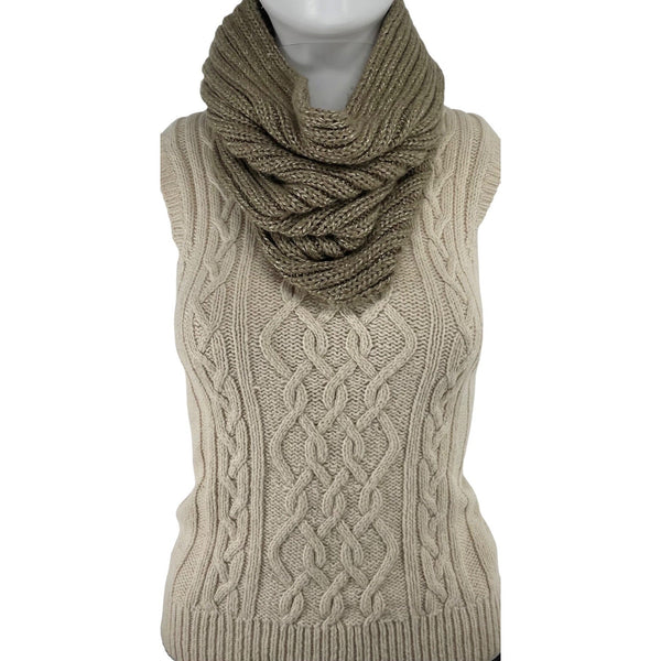 Monsoon Women's Gold Shimmery Knit Infinity Loop Snood Scarf