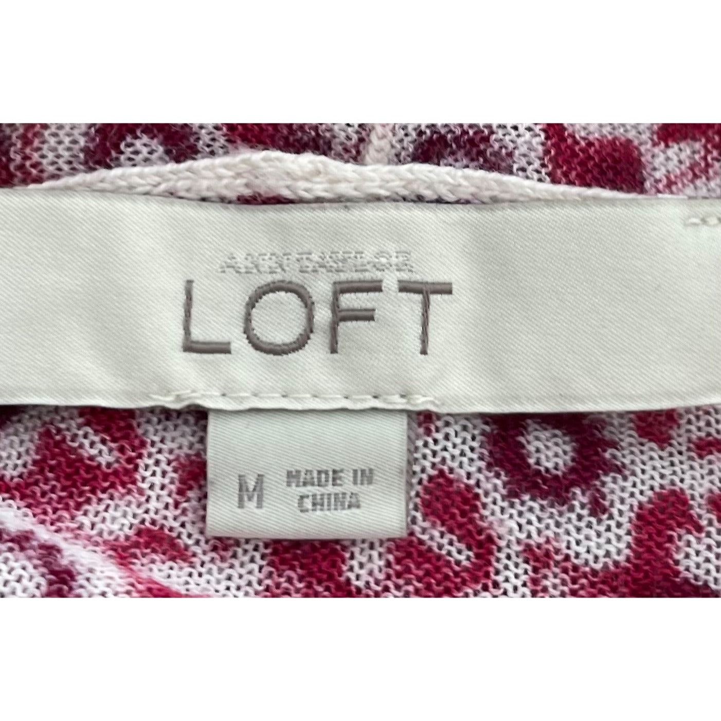 LOFT Women's Size Medium Red/Maroon/White Floral Long Open Cardigan