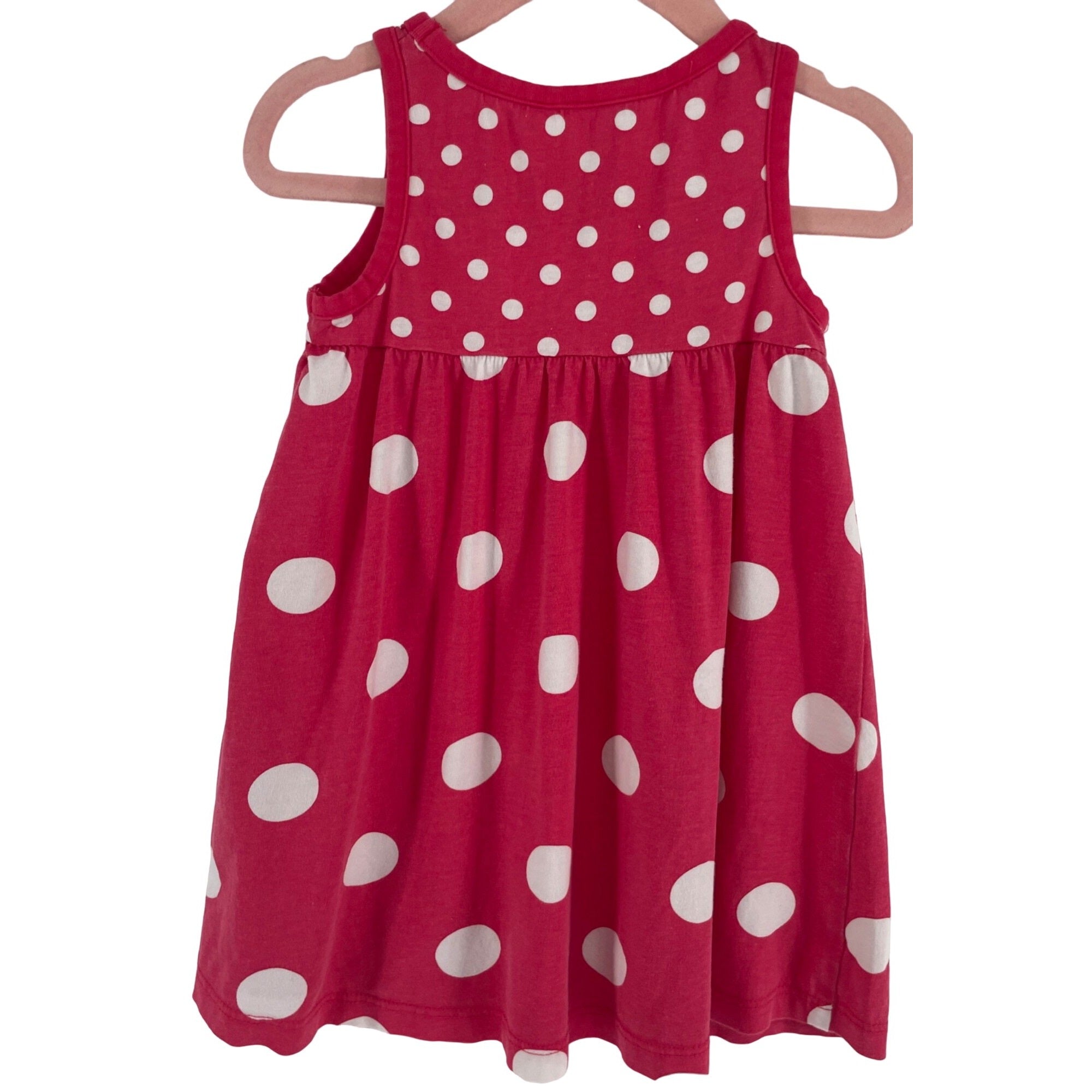 H&M Girl's Size 1-2Y Pink & White Polka Dot Dress