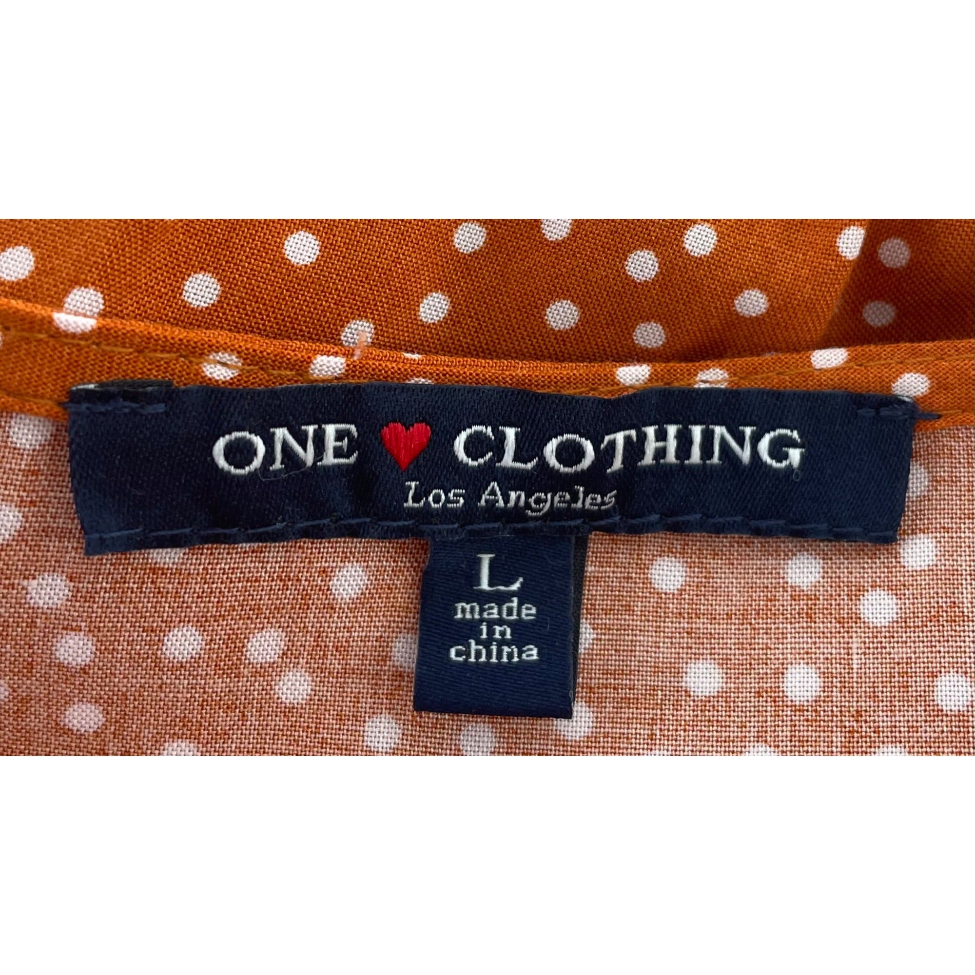 One Clothing Los Angeles Women's Size Large Orange & White Polka Dot Top