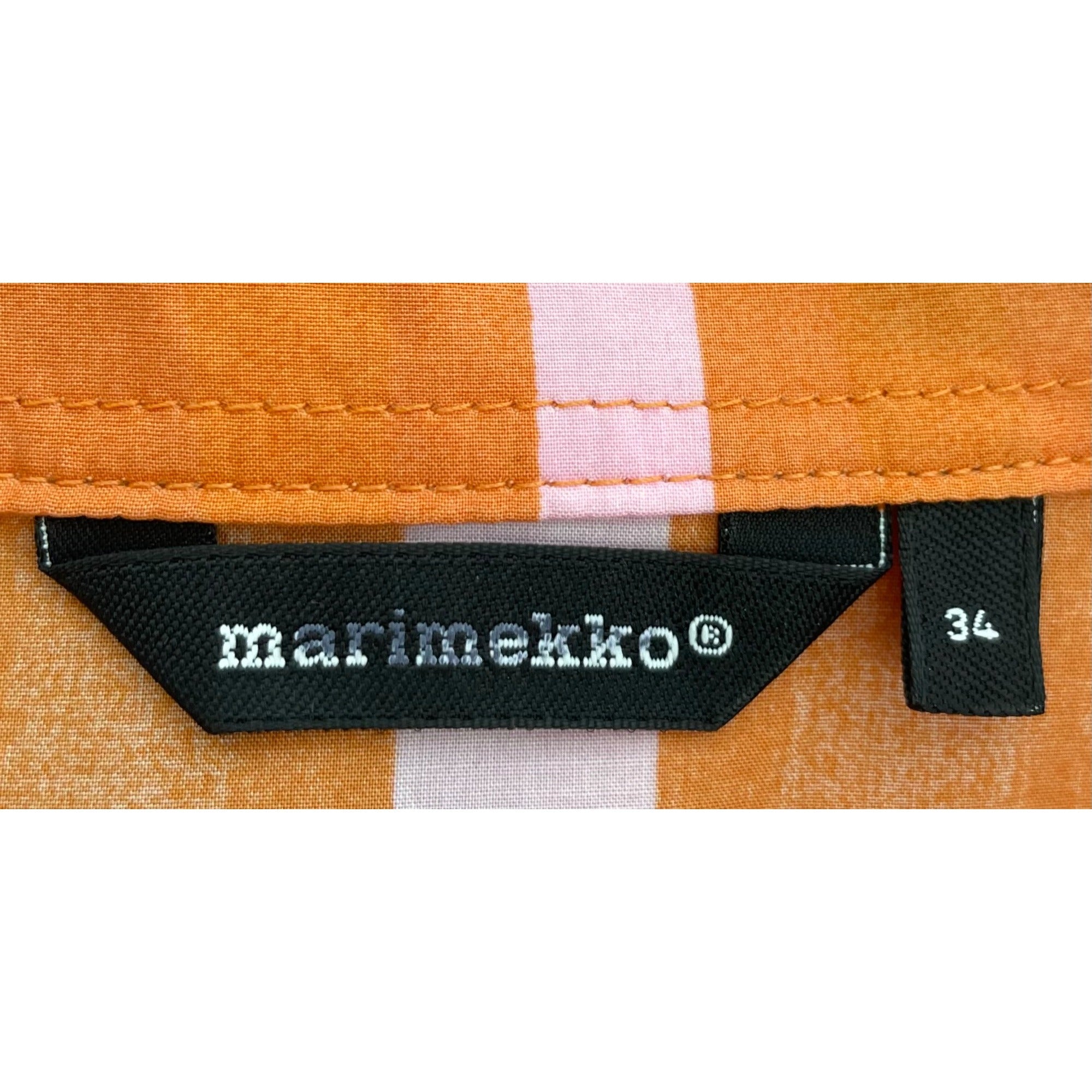 Marimekko Women's Size XS (34) Orange/Pink/Brown/Navy Striped T-Shirt Dress