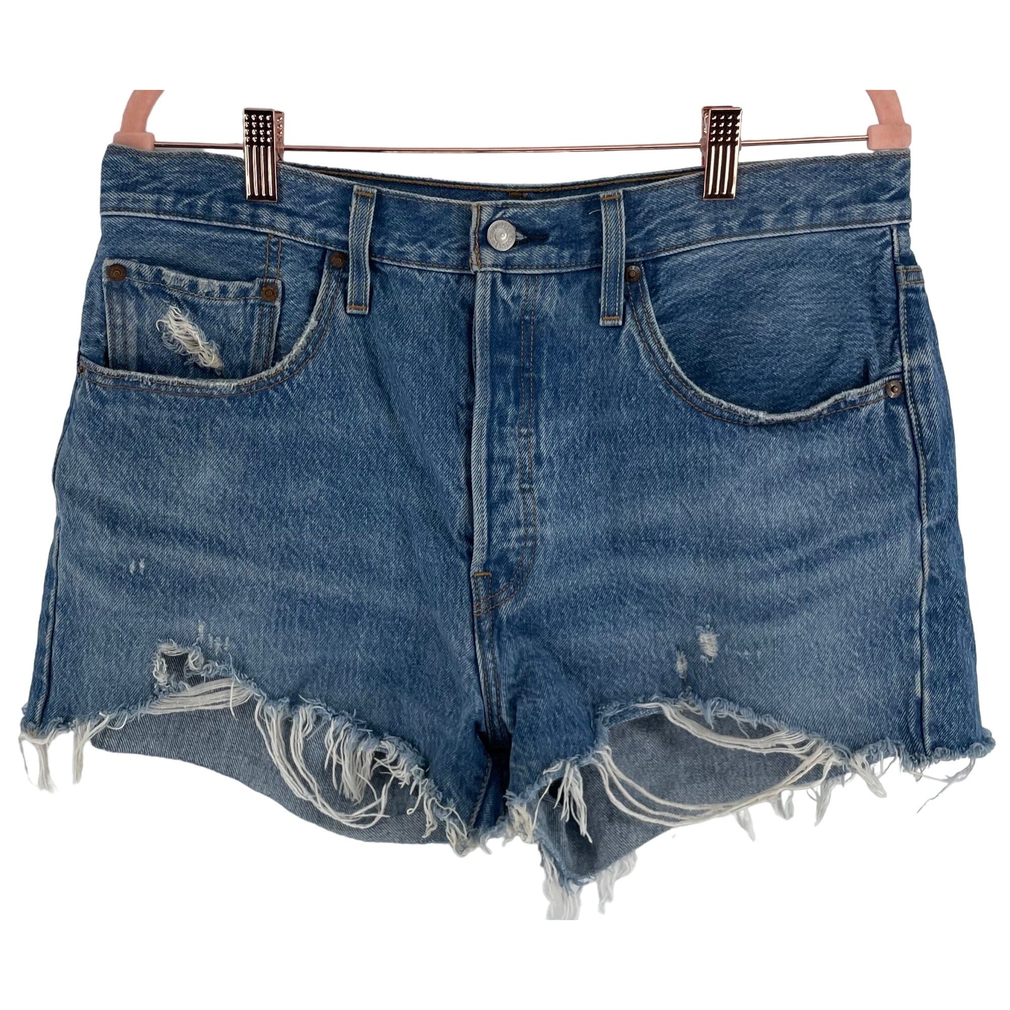 Levi's Women's Size W31 (Large) Denim Jean Shorts W/ Fringe Hem