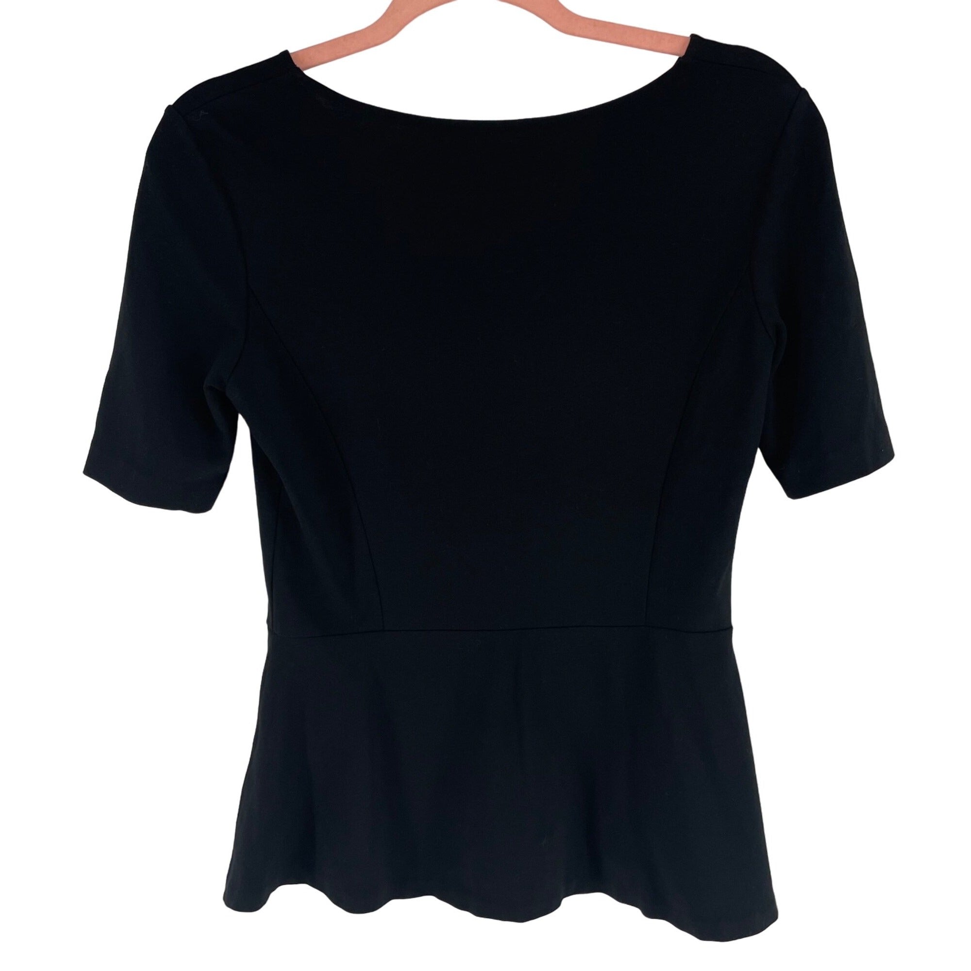 Theory Women's Size Small Black Short-Sleeved Peplum Top